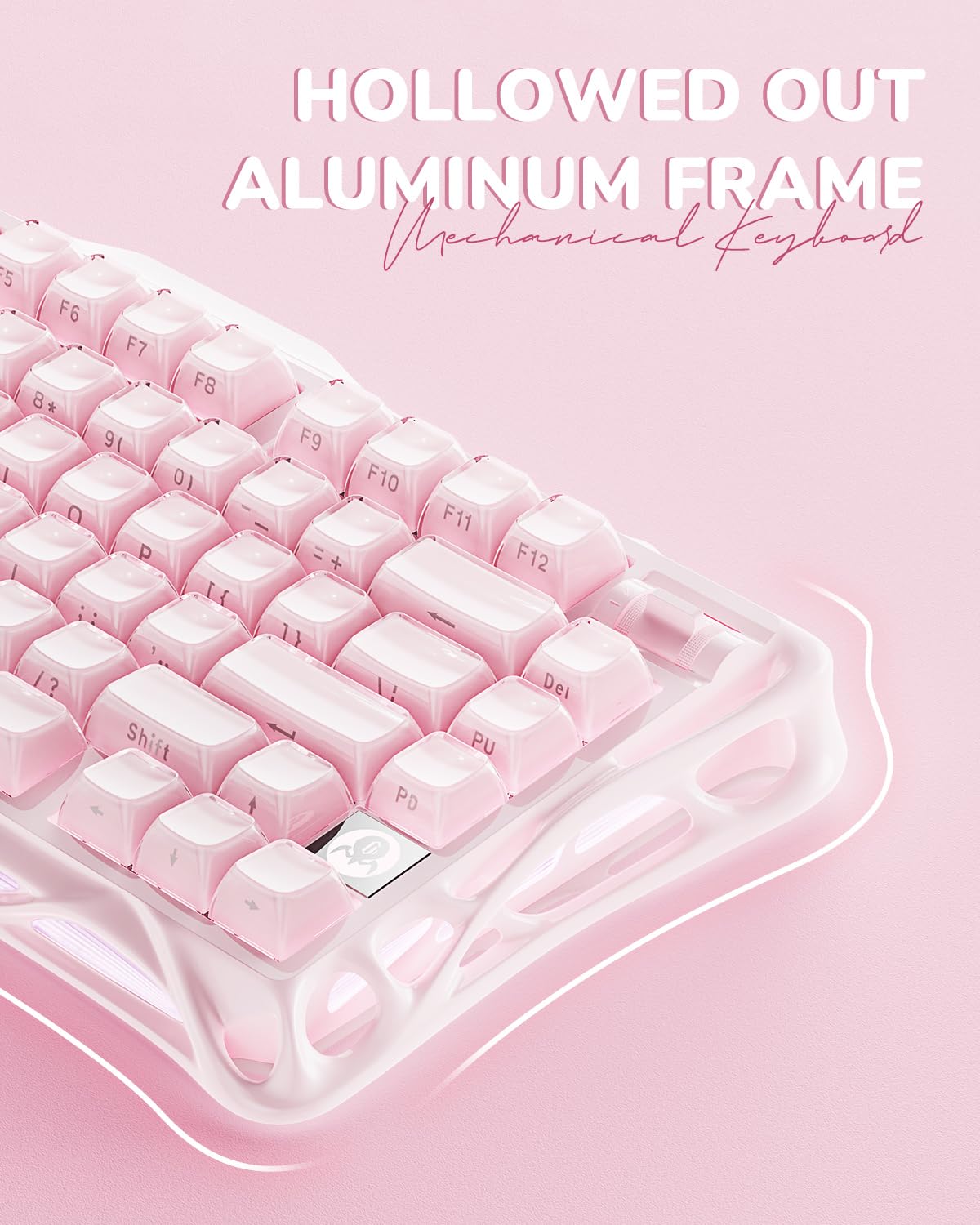GravaStar Mercury K1 Mechanical Keyboard with Aluminium Frame, 75% Wireless Gaming Keyboard, Hot Swap Custom Keyboard with Button, Gasket, RGB Tri-Mode Keyboard, PBT Keycaps, 8000 mAh White