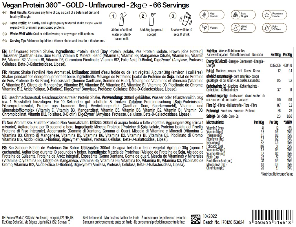 Protein Works | Vegan Protein 360 - Gold, Chocolate Bueno, 1kg
