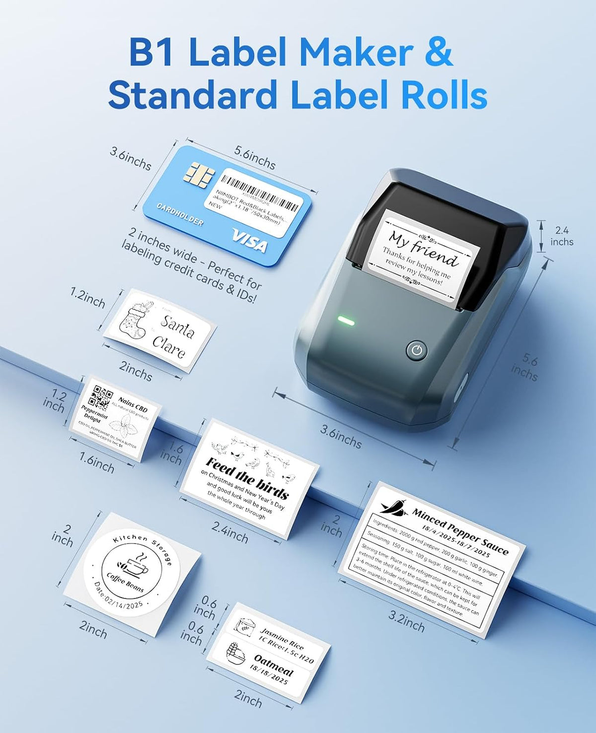 NIIMBOT B1 Label Maker Machine, 2 Inch Bluetooth Sticker Printer