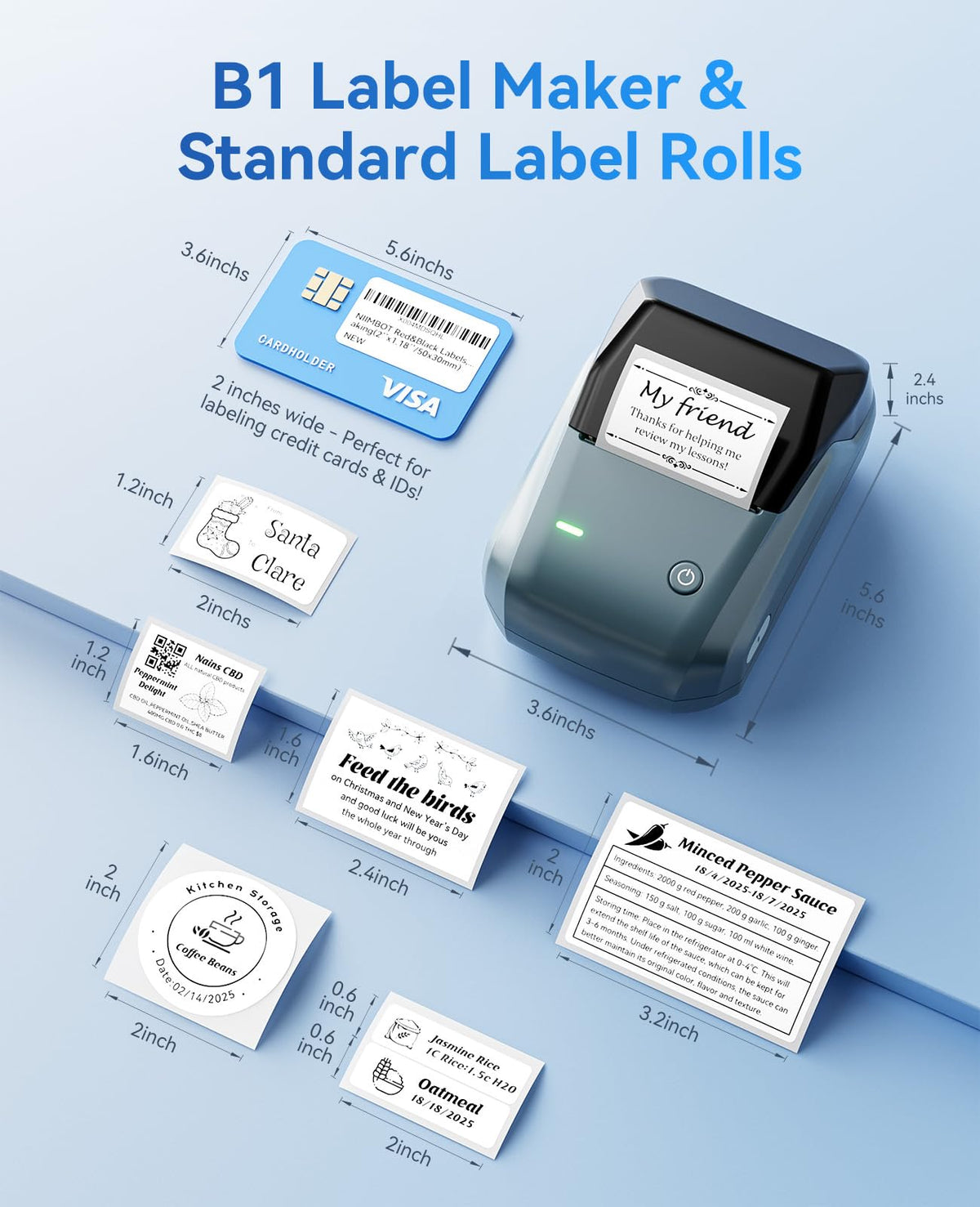 NIIMBOT B1 Label Maker Machine, 2 Inch Bluetooth Sticker Printer