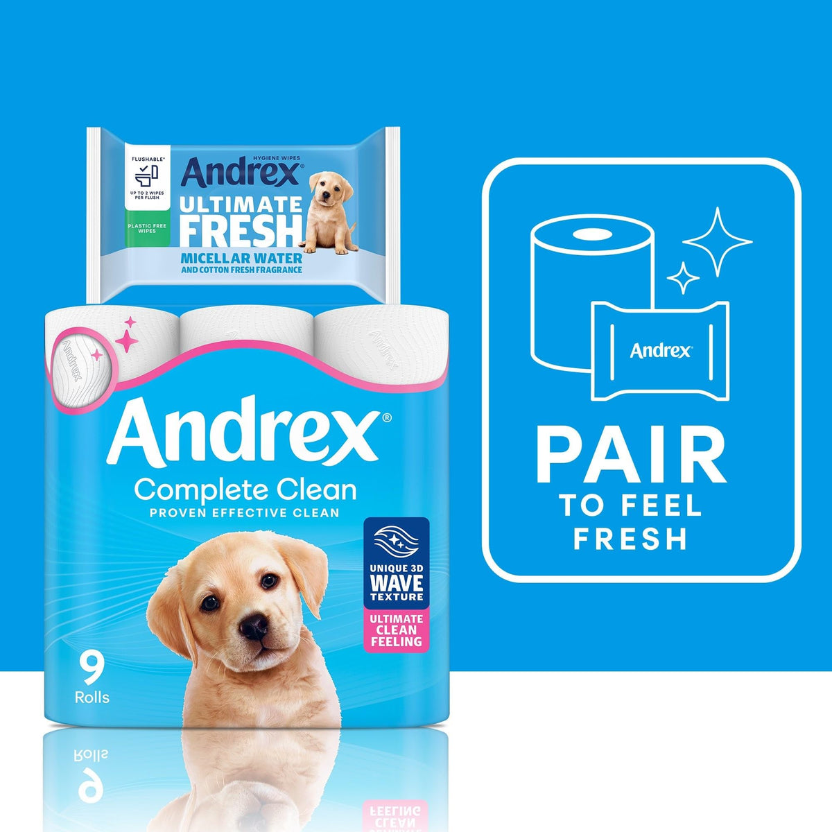Andrex Complete Clean Toilet Roll - 24 Toilet Rolls, Bulk Buy
