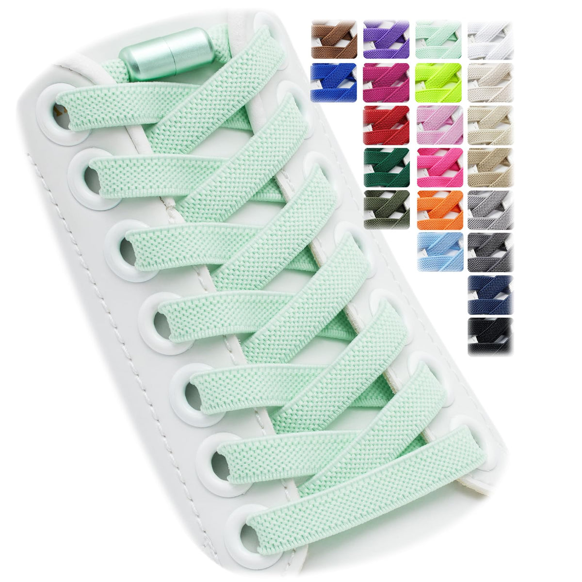 2 Pairs Elastic Shoe Laces for Trainers, 8mm Shoelace