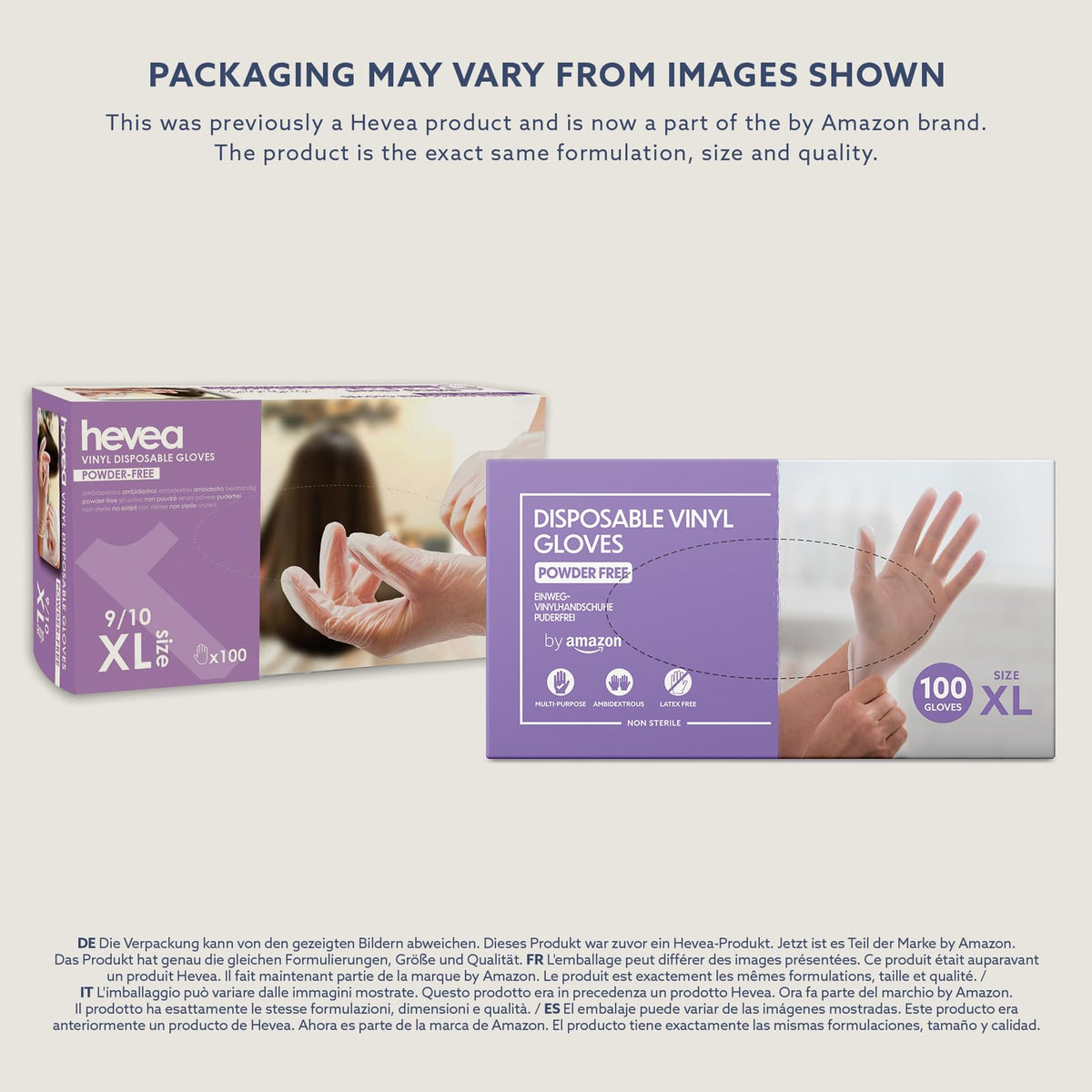 by Amazon Disposable Vinyl Gloves, Powder-free, Latex-free, Size S, Pack of 100, Transparent
