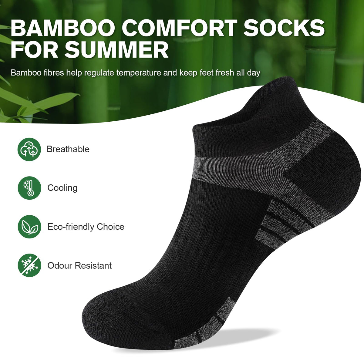 Bamboo Trainer Socks for Men Women Cushioned Ankle Socks
