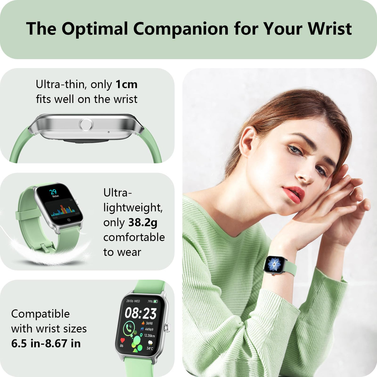 Smart Watch for Women, Answer/Make Calls, Alexa Built-in, [1.8"HD Screen] Smart Watches for Women iPhone/Samsung/Android, Fitness Watch with Heart Rate Sleep SpO2 Monitor,IP68 Waterproof, 100+ Sports