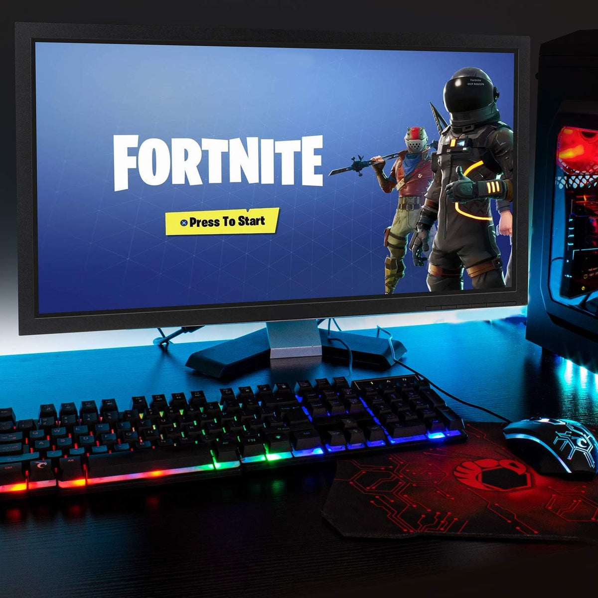 Gaming Keyboard and Mouse and Mouse pad and Gaming Headset, Wired LED RGB Backlight Bundle for PC Gamers Users - 4 in 1 Gift Box Edition Hornet RX-250