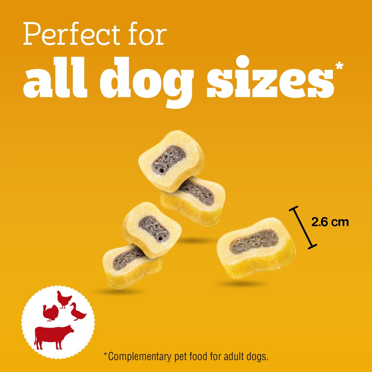 PEDIGREE TASTY MINIS Adult Dog Treats Cheese & Beef Nibbles 140g - Pack of 8, Packaging May Vary