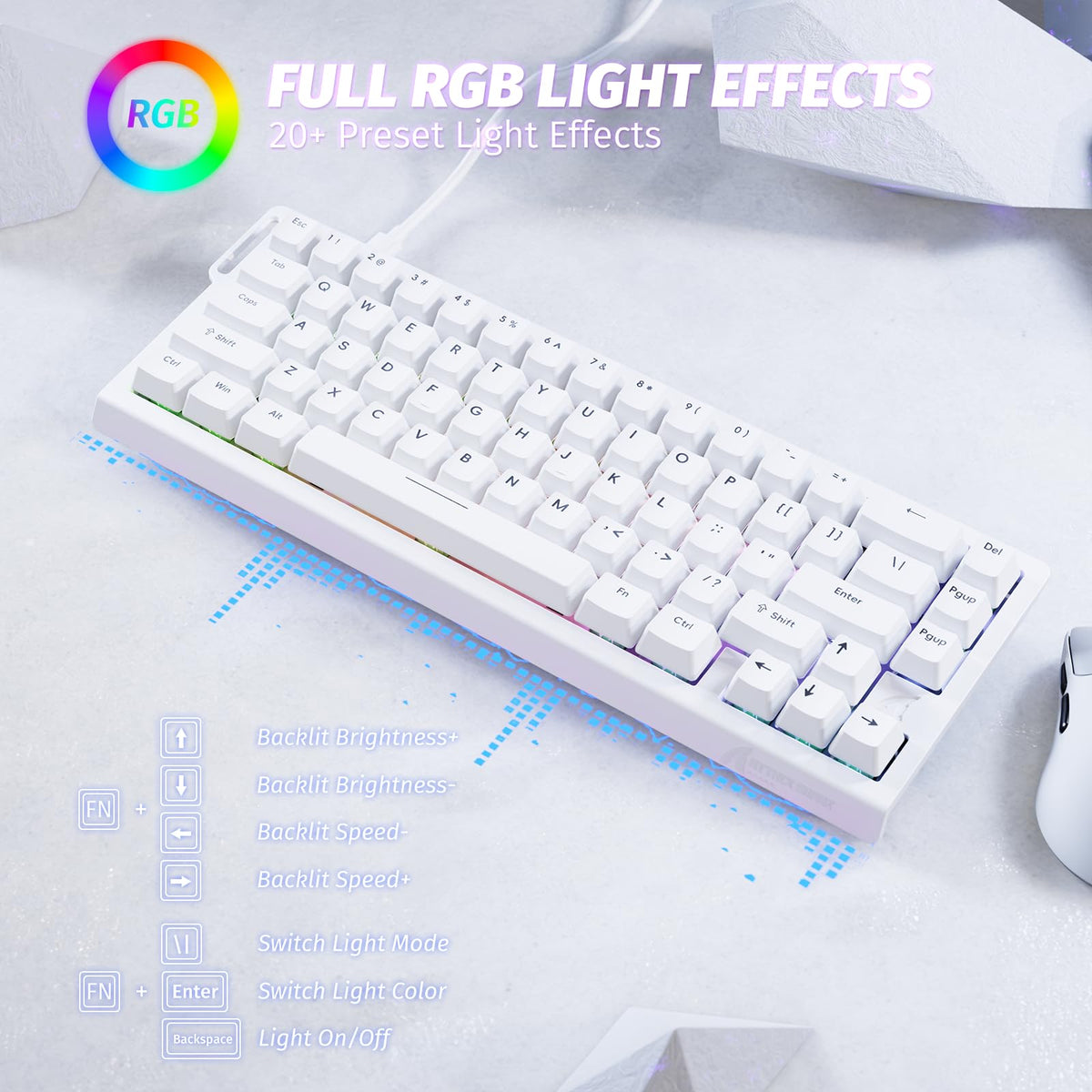ATTACK SHARK X68 HE 8000Hz Rapid Trigger Keyboard, 0.01mm RT Accuracy Wired Gaming Keyboard with Magnetic Switch, Adjustable Actuation, Rapid Trigger, Snap Tap, RGB Lighting for PC/Mac, Black
