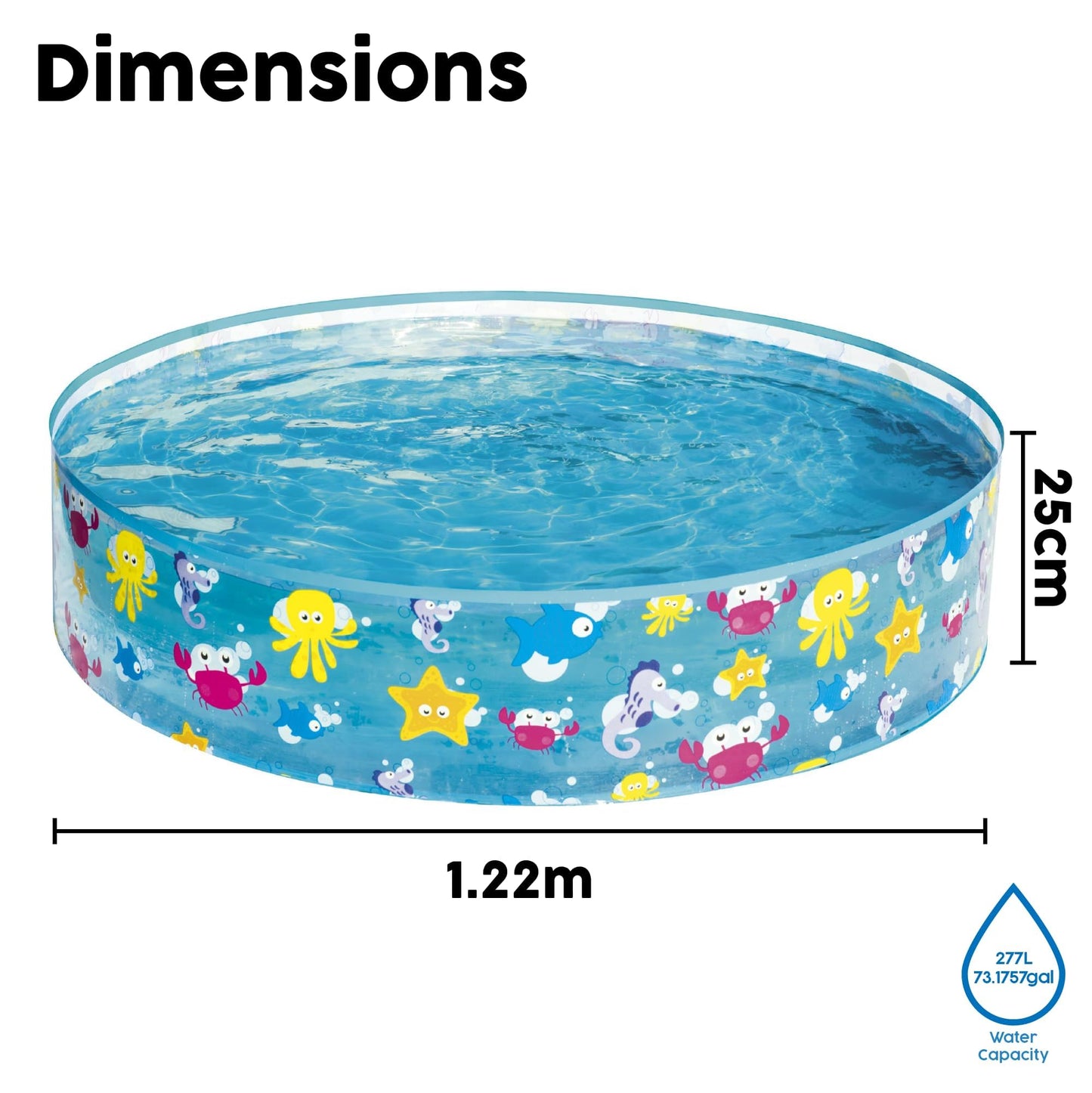 Bestway Sea Creature Kids Paddling Pool — 48 inch Round, 219 Litres | Toddlers & Children