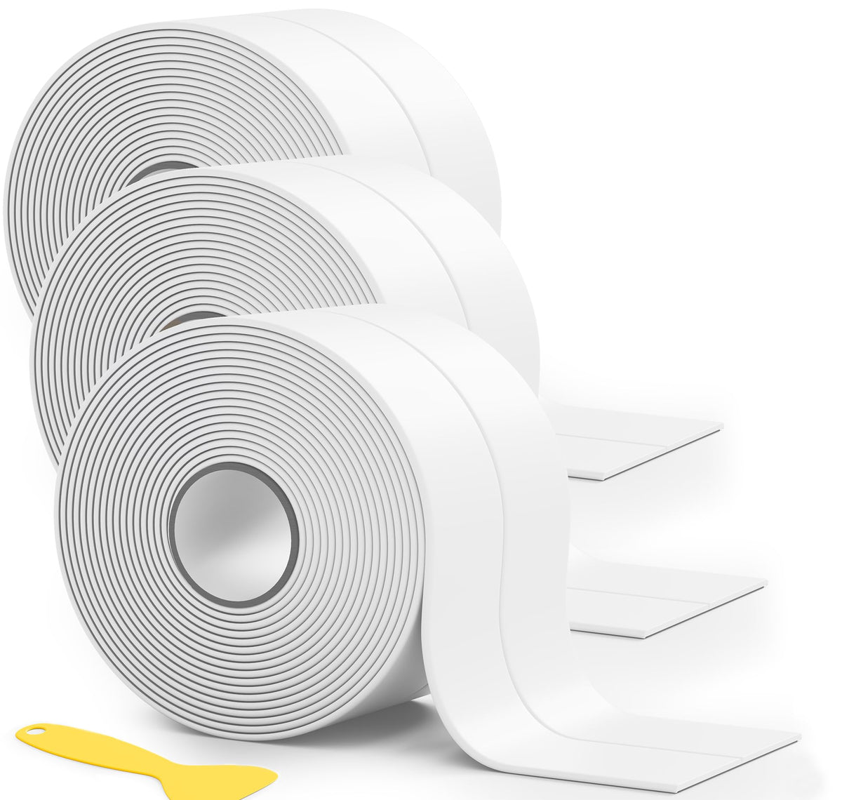 HNNHOME 38mm x 3.2m White Self-Adhesive Bath Sealant Strip, Waterproof Sealing Tape Caulk Strip for Kitchen, Bathroom, Wall Corner, and Sink (White, 1)