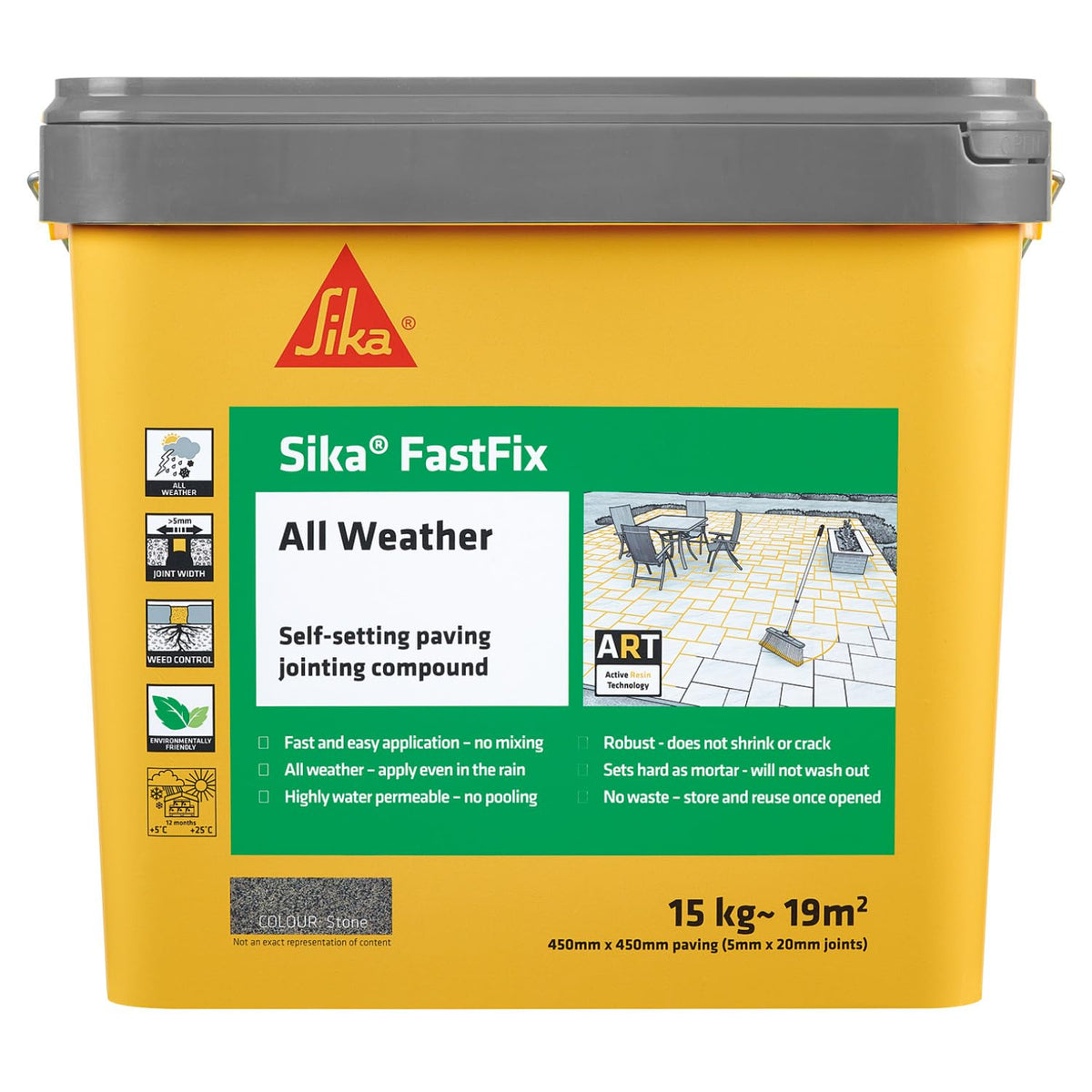 Sika FastFix Self-Setting Paving Jointing Compound, Dark Buff, 15kg 21 sq.m