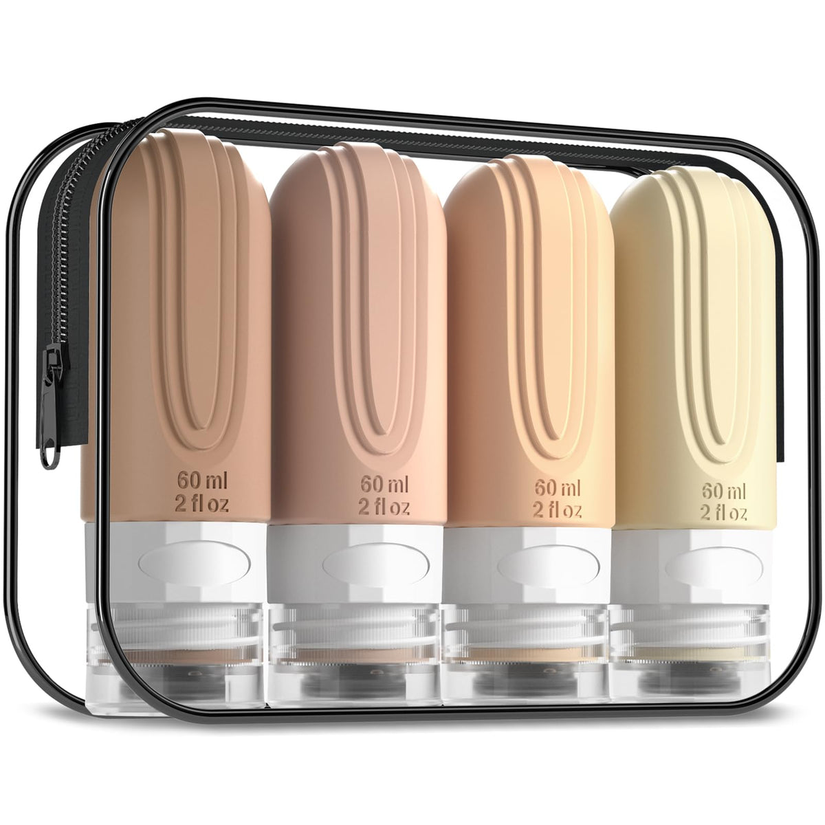 Mrsdry Travel Bottle for Toiletries, Leak Proof Silicone Travel Size 90ml Bottles Refillable Containers for Liquid Shampoo, BPA Free and TSA Approved Travel Accessories with Clear Bag (4 Pack)