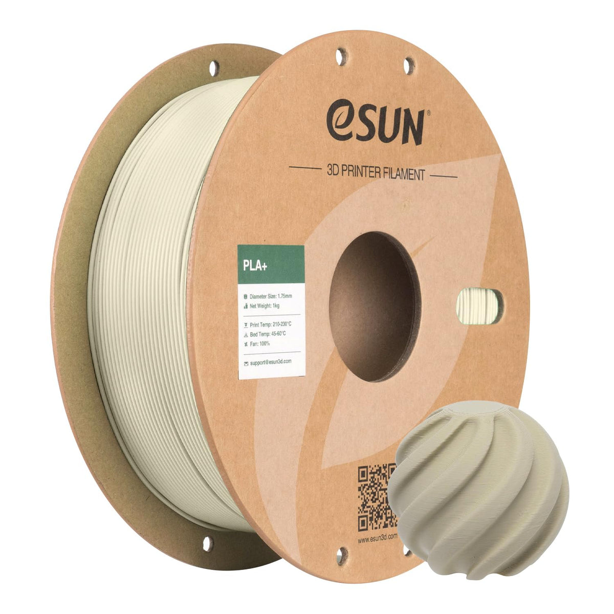 eSUN PLA+ 3D Printing Filament 1KG(2.2lbs), Enhanced Toughness, Cold White