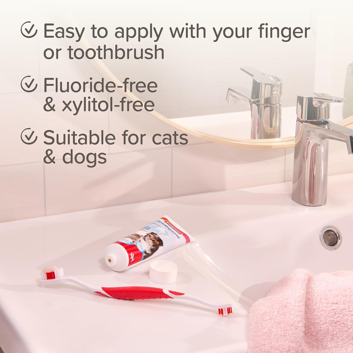 Beaphar - Liver Flavour Toothpaste with Enzymes - Dental Care for Cats & Dogs - Helps Control Plaque and Tartar, and Freshen Breath - Supports Normal Gum Function – Fluoride & Xylitol-Free - 100g Tube
