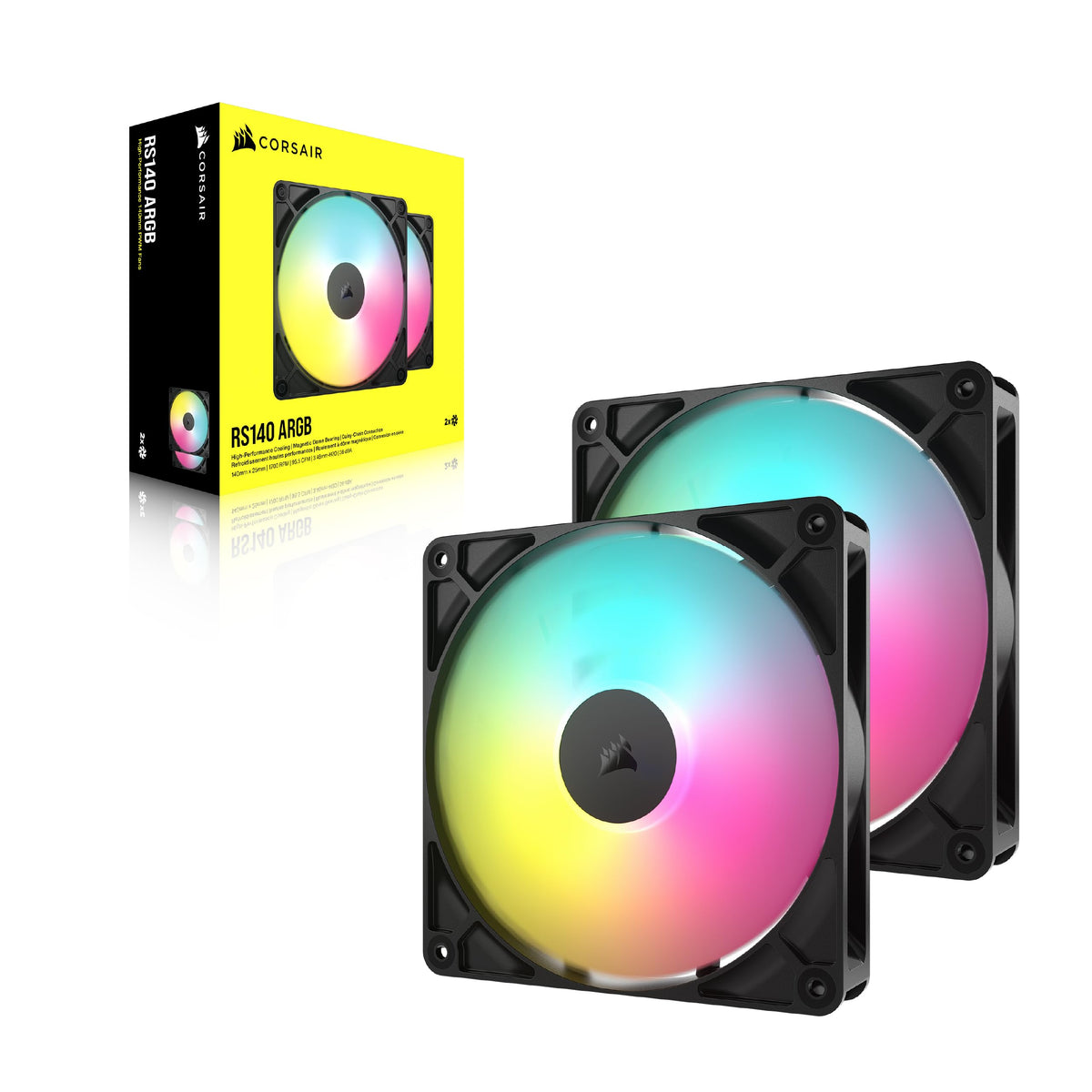 CORSAIR RS120 ARGB 120mm PWM Fans – Daisy-Chain Connection – Low-Noise – Magnetic Dome Bearing – Triple Pack – White
