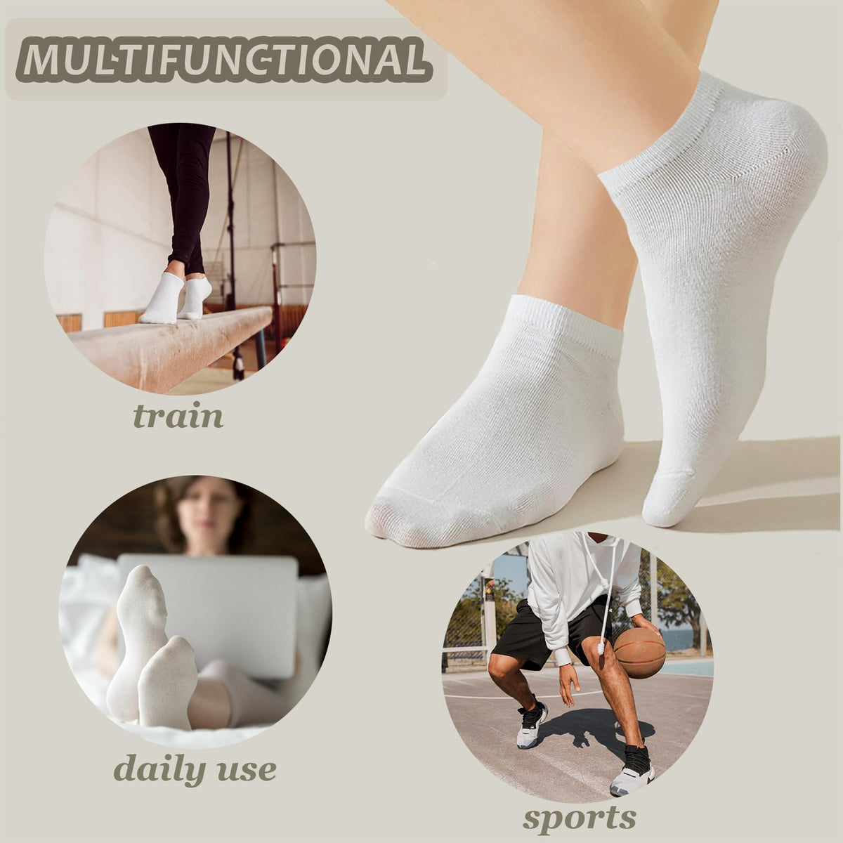 KEYRI 6 Pairs Ankle Socks Low Cut Trainer Socks