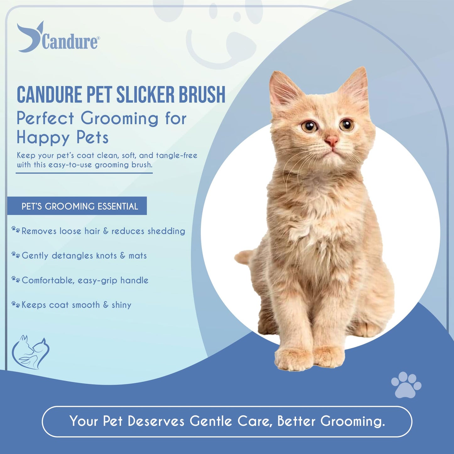 Candure Dematting Comb for Dog and Cat, Pet Grooming Rake and Brushes for Small, Medium & Large Dogs 17+9 Double Sided Deshedding Tool Removes Knots and Tangled Hair (Blue)