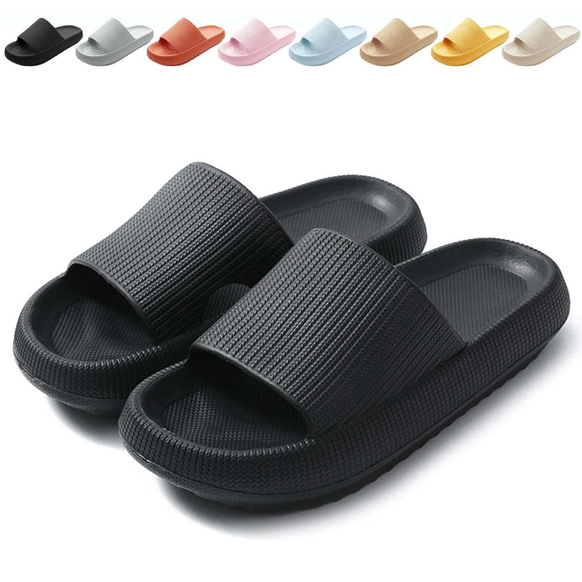 BHFRGAS Sliders Cloud Slippers Women Men，Non-Slip Mens Womens Slippers Cloud Sliders，Soft Flip Flops with Thick Sole for Shower Bathroom Pool Beach