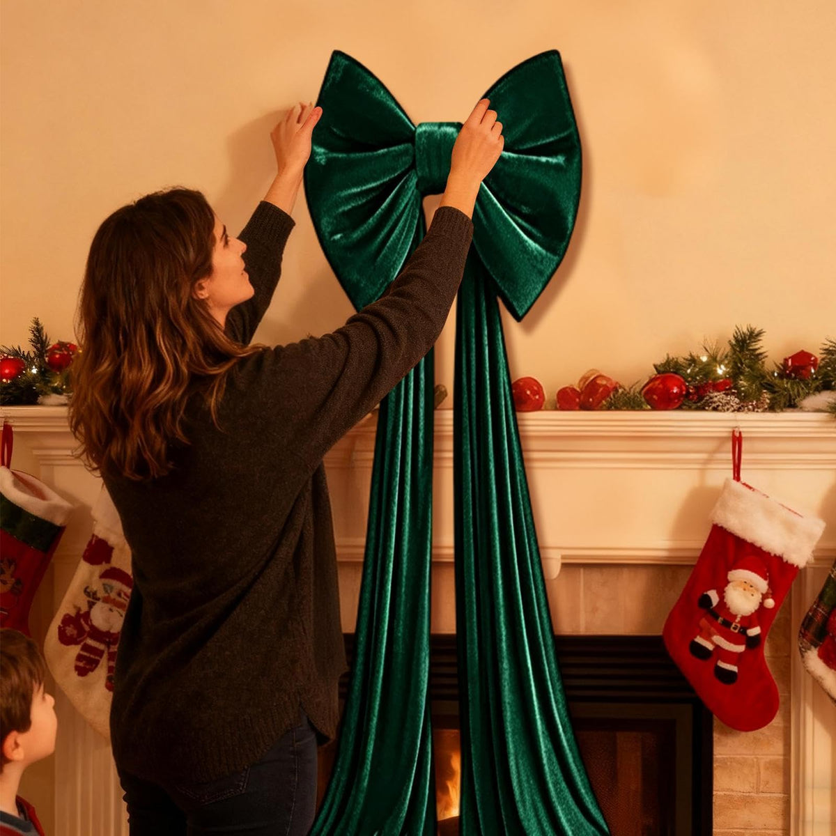 Large Christmas Tree Topper Bow, 200CM Giant Velvet Christmas Tree Bows