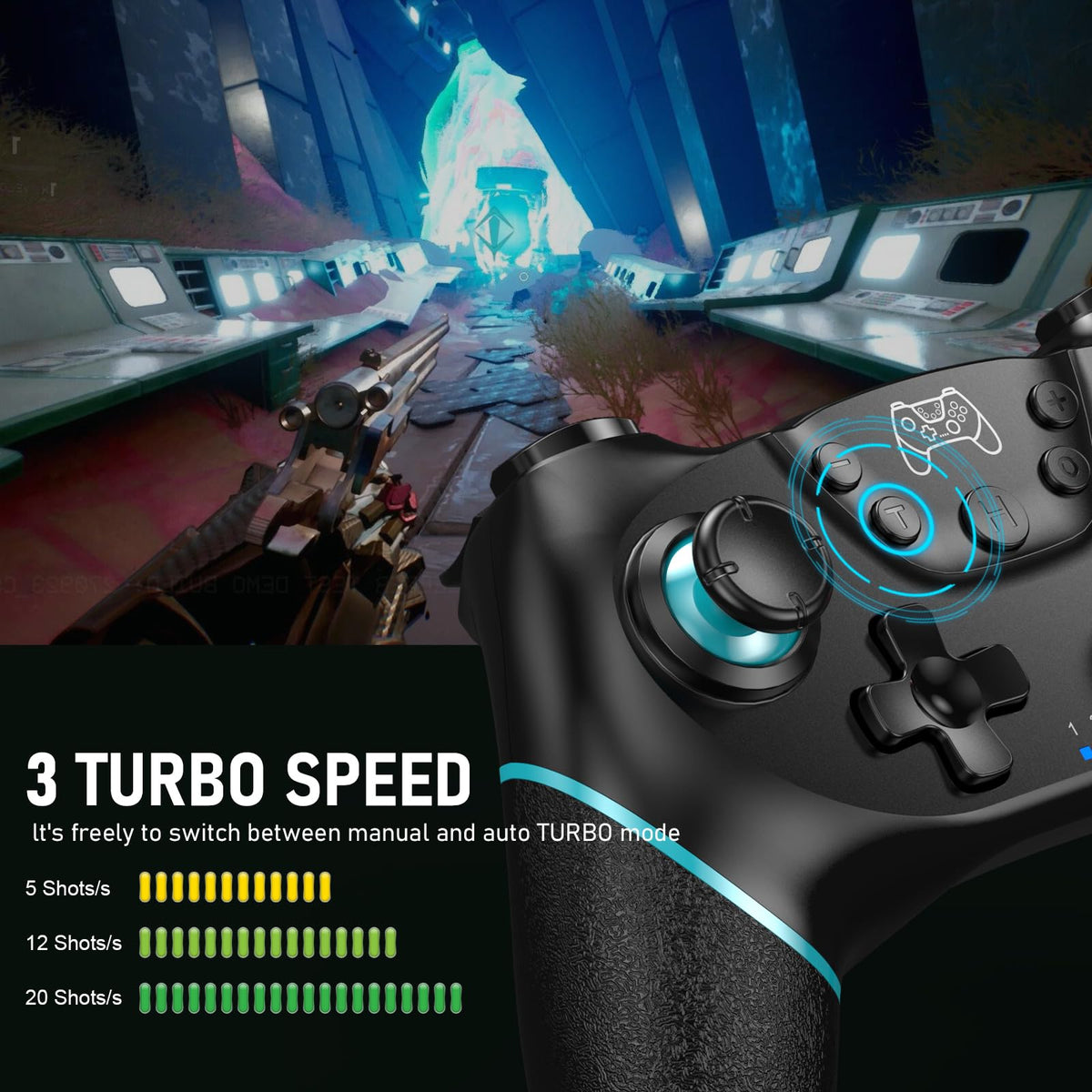 Diswoe Upgraded Wireless Pro Controller for Switch 1/Switch 2/Lite/OLED/PC