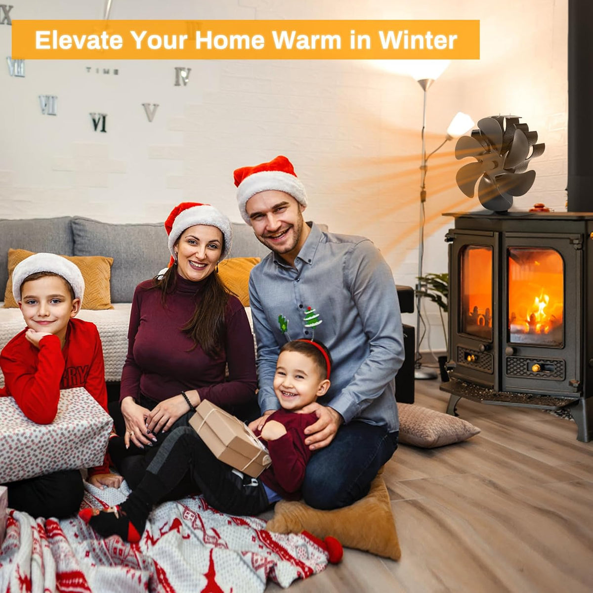 JossaColar Log Burner Fan Silent Operation | 6-Blade Stove Fans Log Burners | Wood Burner Fans Heat Powered | Fan for Wood Burning Stove | Fireplace Accessories Tools