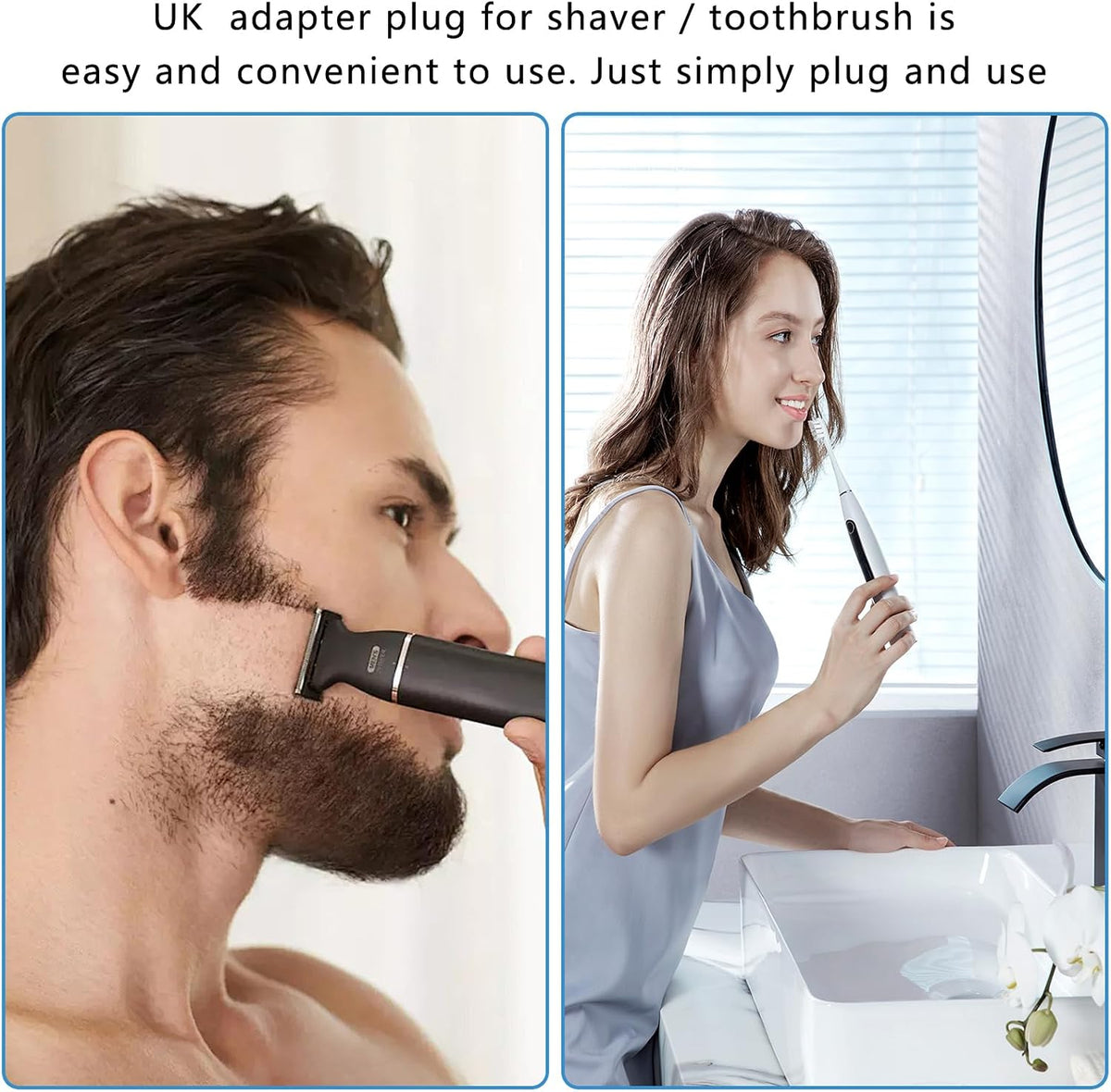 2 Pack Shaver Adapter Plug UK, Electric Toothbrush Adapter Plug UK, Toothbrush Adapter Plug UK, Bathroom Plug Adaptor UK, Plug for Toothbrush Charger UK