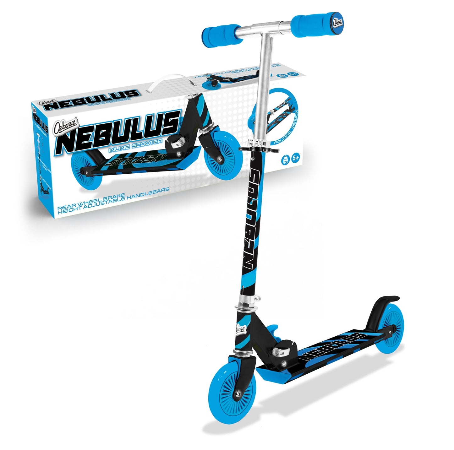 Nebulus Adult Scooter — Chrome Finish, Adjustable Handle, Rear Brake | Blue & Black