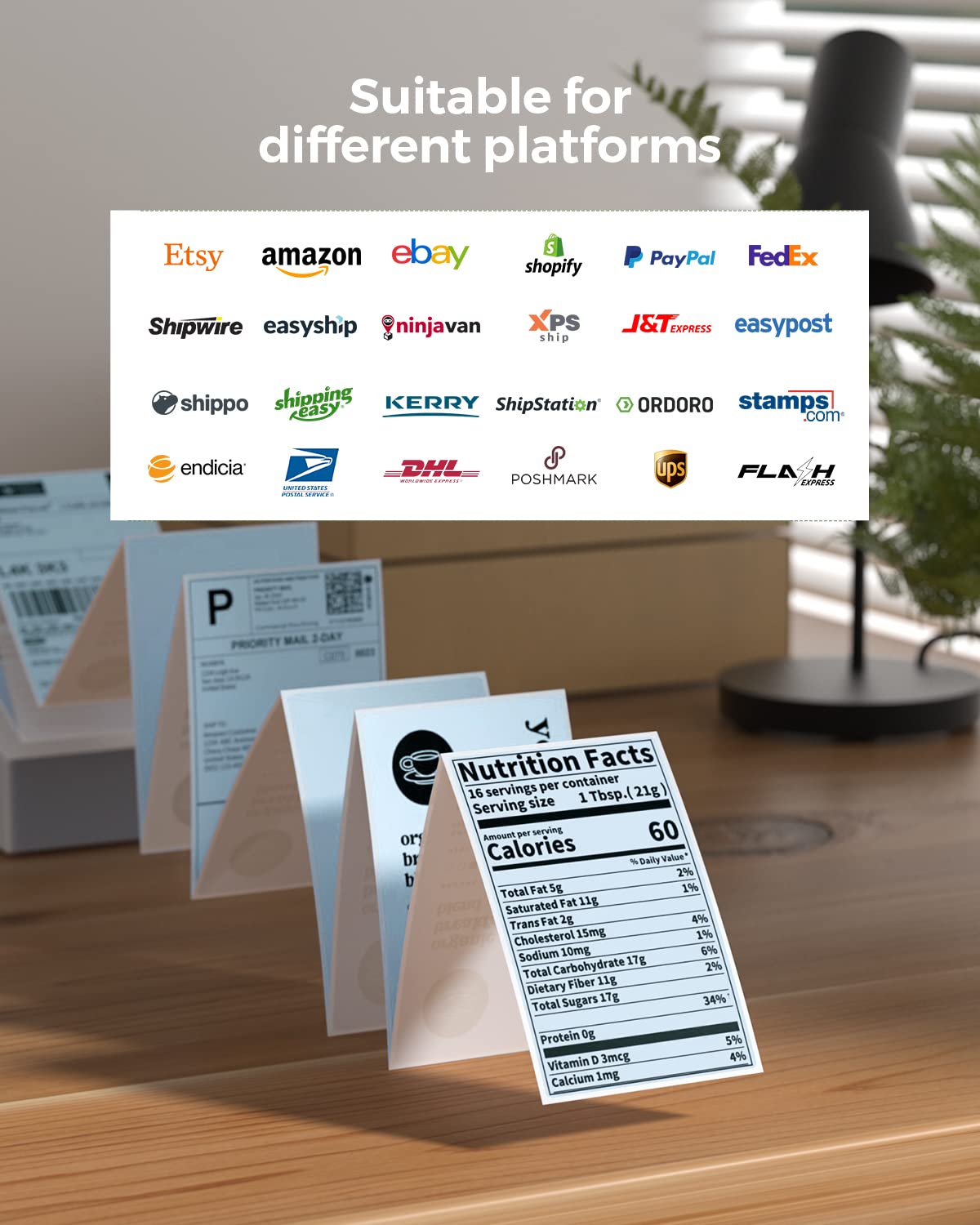 MUNBYN 4x6 Direct Thermal Labels, Fanfold Shipping Label Paper for Thermal Printer, Pack of 1000 Permanent Adhesive Labels for Shipping Packages