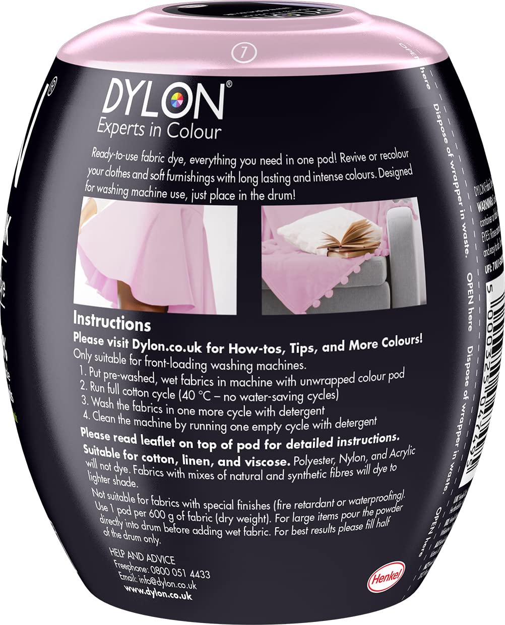 DYLON Washing Machine Fabric Dye Pod, Intense Black, 350g