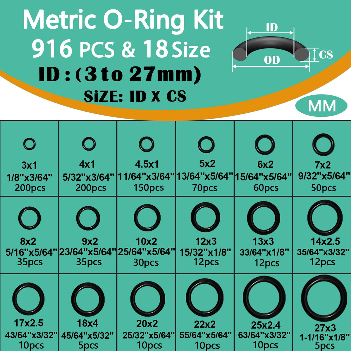 XBVV 20 Sizes O Rings O Rings Rubber Assorted Seal Kit
