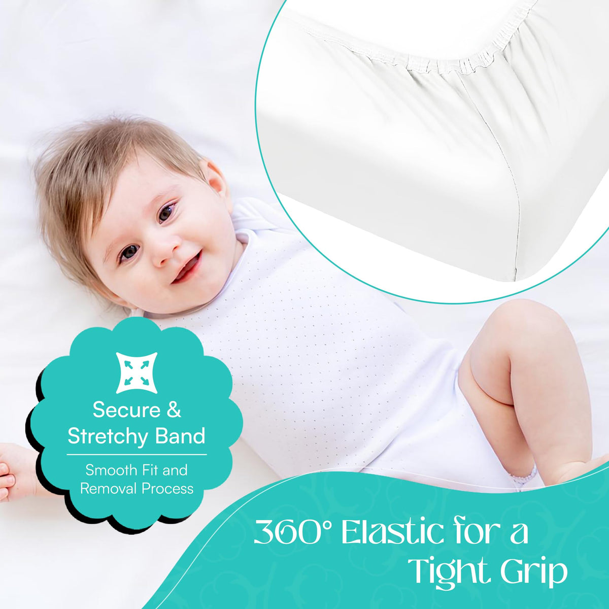 Pack of 2 Crib Fitted Sheets - 100% Jersey Cotton Next2Me Crib Sheets 50x85 cm - Compatible with Next2Me Cribs (Pack of 2 - Grey)