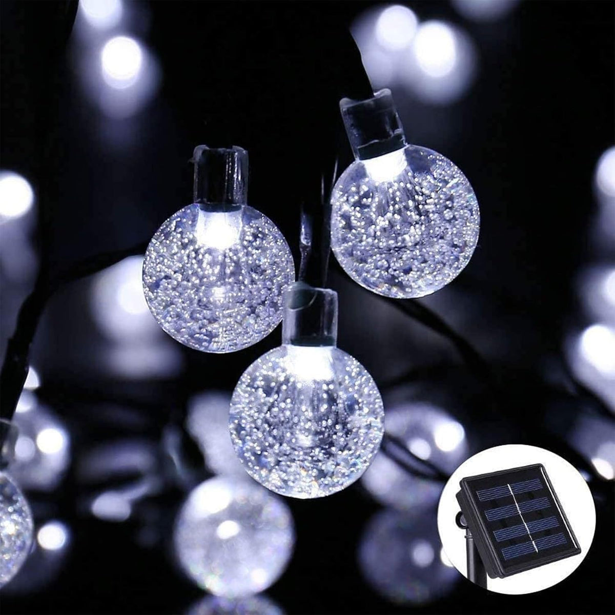 Moxled Solar Garden Lights Outdoor, 36ft 60 LED String Waterproof, Powered Crystal Ball Indoor/Outdoor Fairy Decorative for Garden, Patio, Yard, Festival, Parties (Purple)