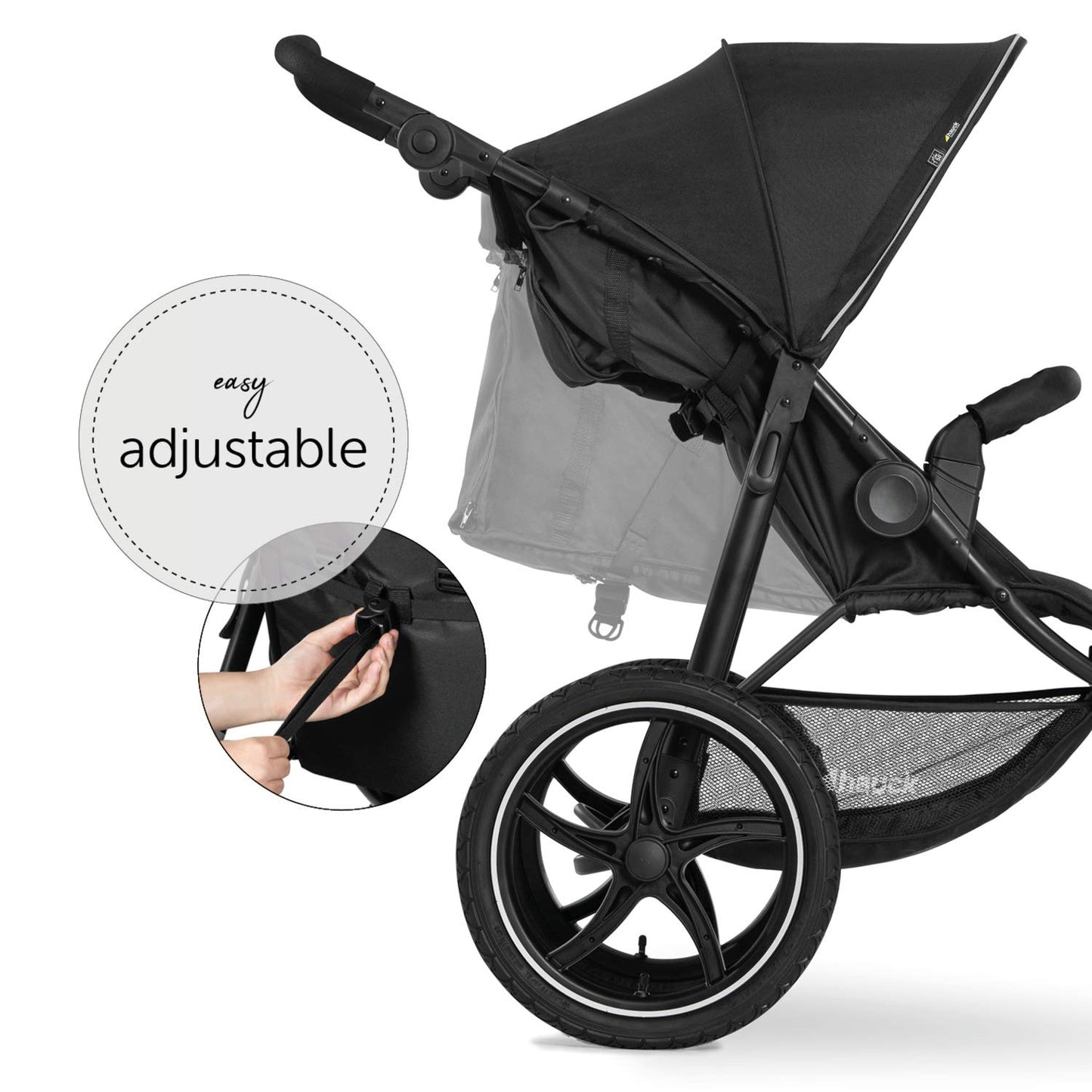 hauck Runner 3, Olive Heavy Duty All-Terrain Stroller with Handbrake, XL Sunshade, Cup Holder, Rain Cover, XL Air Wheels, Reclining Backrest from Birth to 22kg, Handle