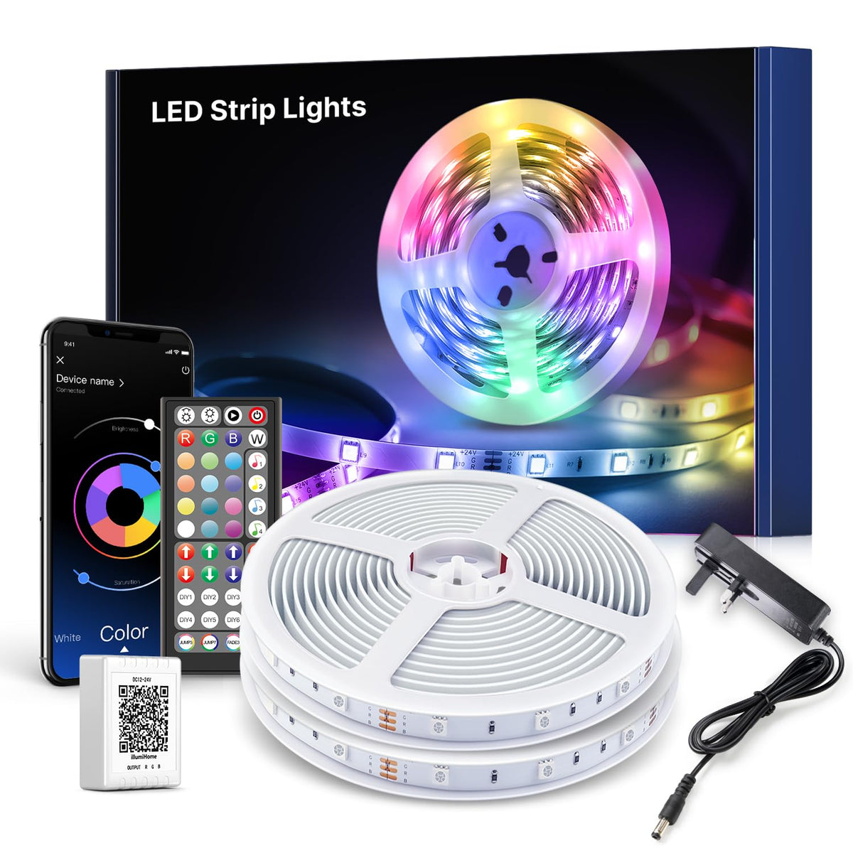 Nexillumi 10M LED Strip Lights, Smart Bluetooth Light Strips with App & Remote, Colour Changing LED Tape Lights, Music Sync Dimmable RGB Lighting for Bedroom, Living Room, Kitchen, Ceiling & Party