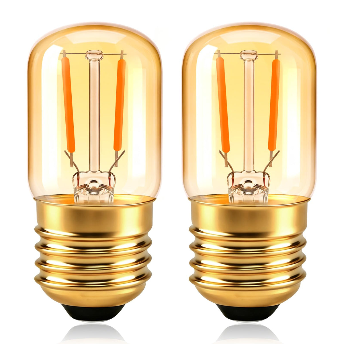 Caldarax 0.5W E14 LED Vintage Night Light Bulb, Mini C7 LED Filament Candle Bulbs Amber Warm White 2200K E14 Orange SES Small Edison Screw Salt Lamp Bulbs, 5W Equivalent, Non Dimmable, 2 Pack