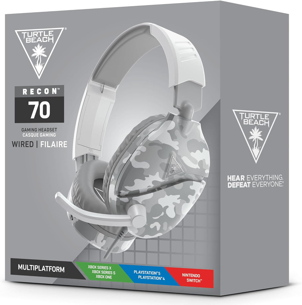 Turtle Beach Recon 70 Camo White Wired Multiplatform Gaming Headset for PS5, PS4, Xbox Series X or S, Xbox One and Mobile with 3.5mm Wired Connection, Flip-to-Mute Mic, 40mm Speakers
