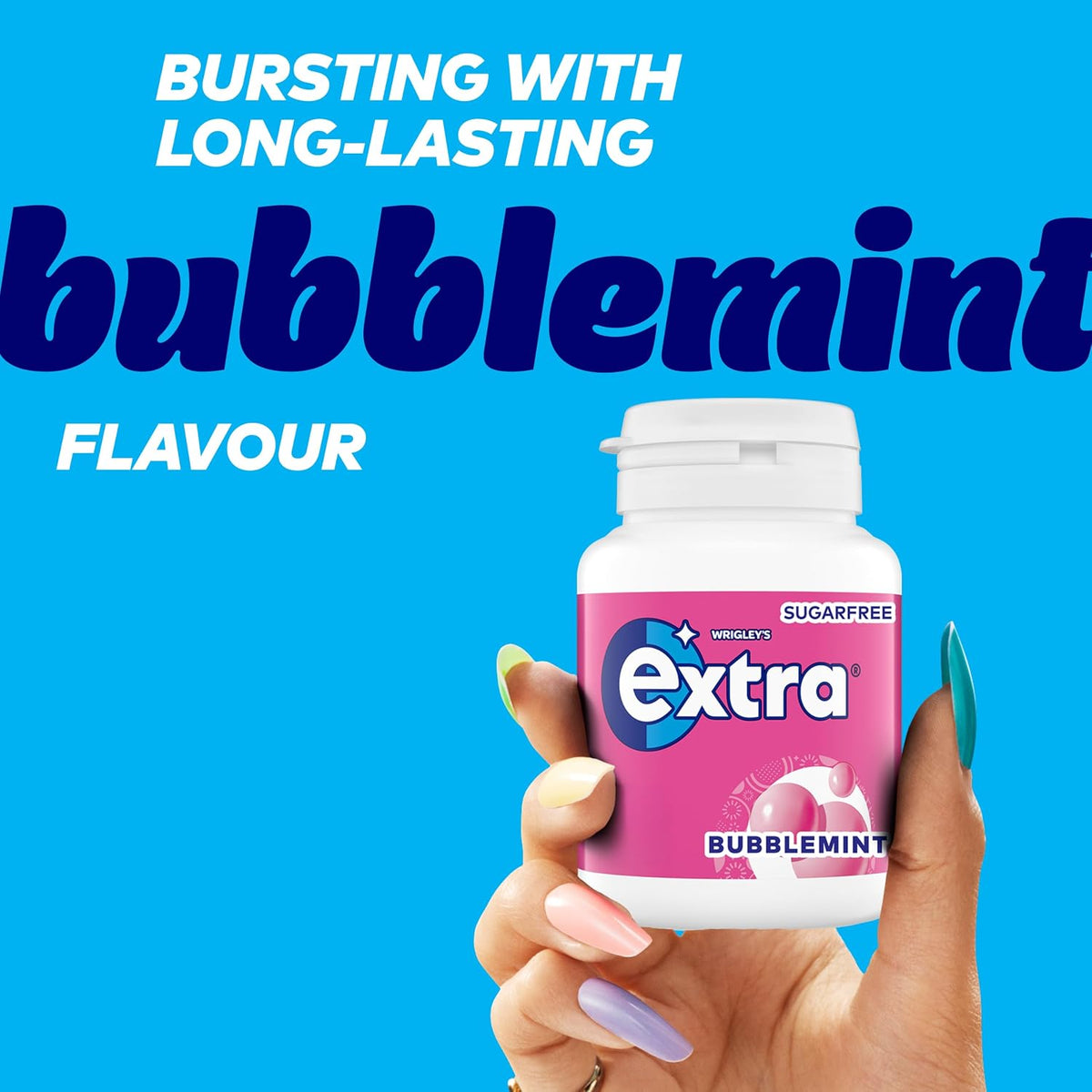 Wrigley's Extra White Bubblemint Sugar Free Chewing Gum Bottle 46 Pieces