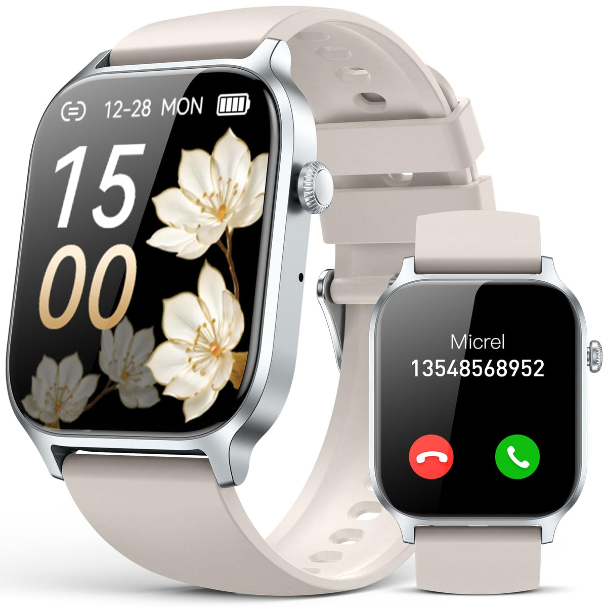 Smart Watch for Men Women- Answer/Make Call, 2024 IP68 Waterproof Fitness Tracker Watch with Sleep Step Counter Activity Smartwatch for Samsung Android iPhone iOS (Black-Blue, 1.83)