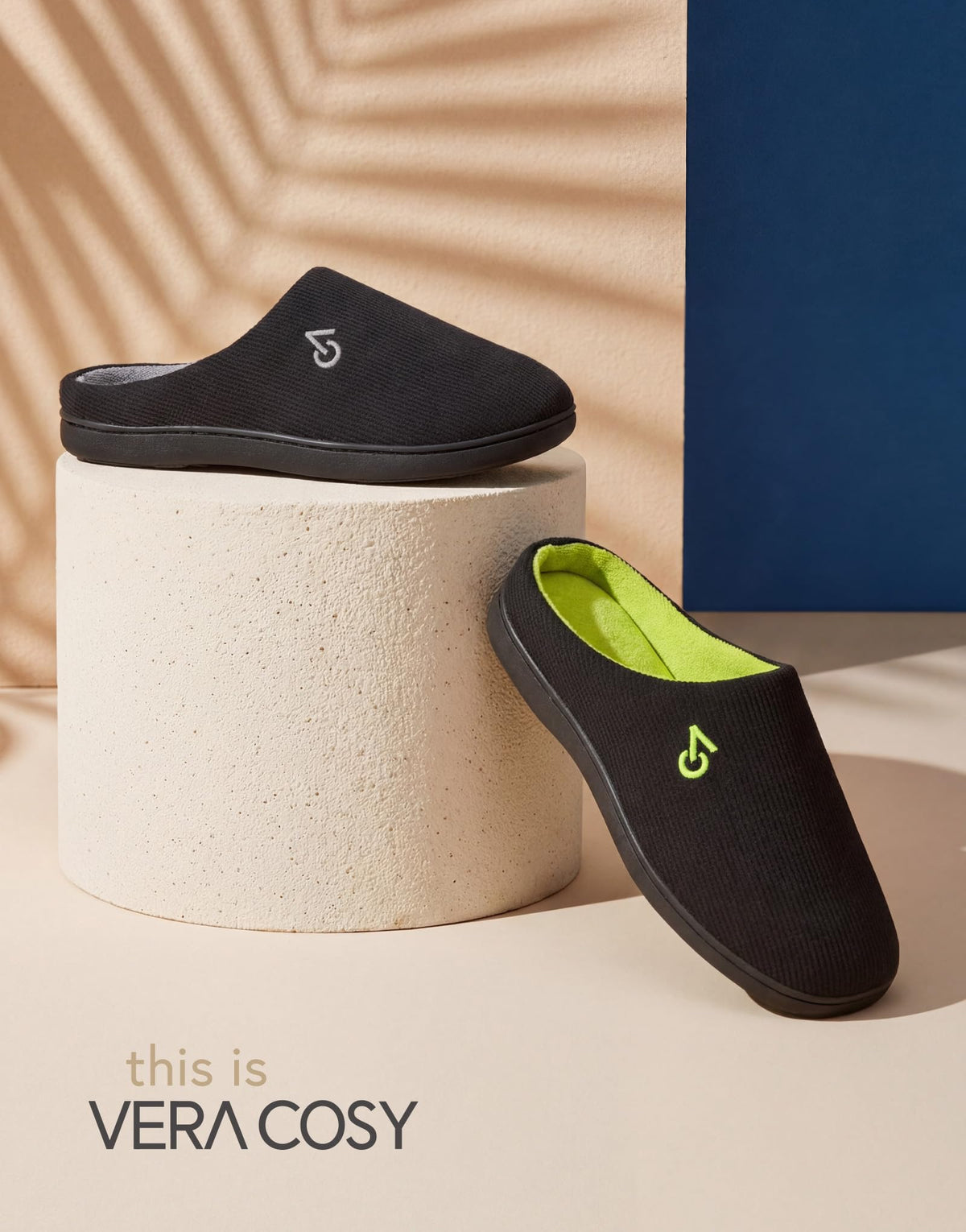 VeraCosy Men's Two-Tone Memory Foam Slippers