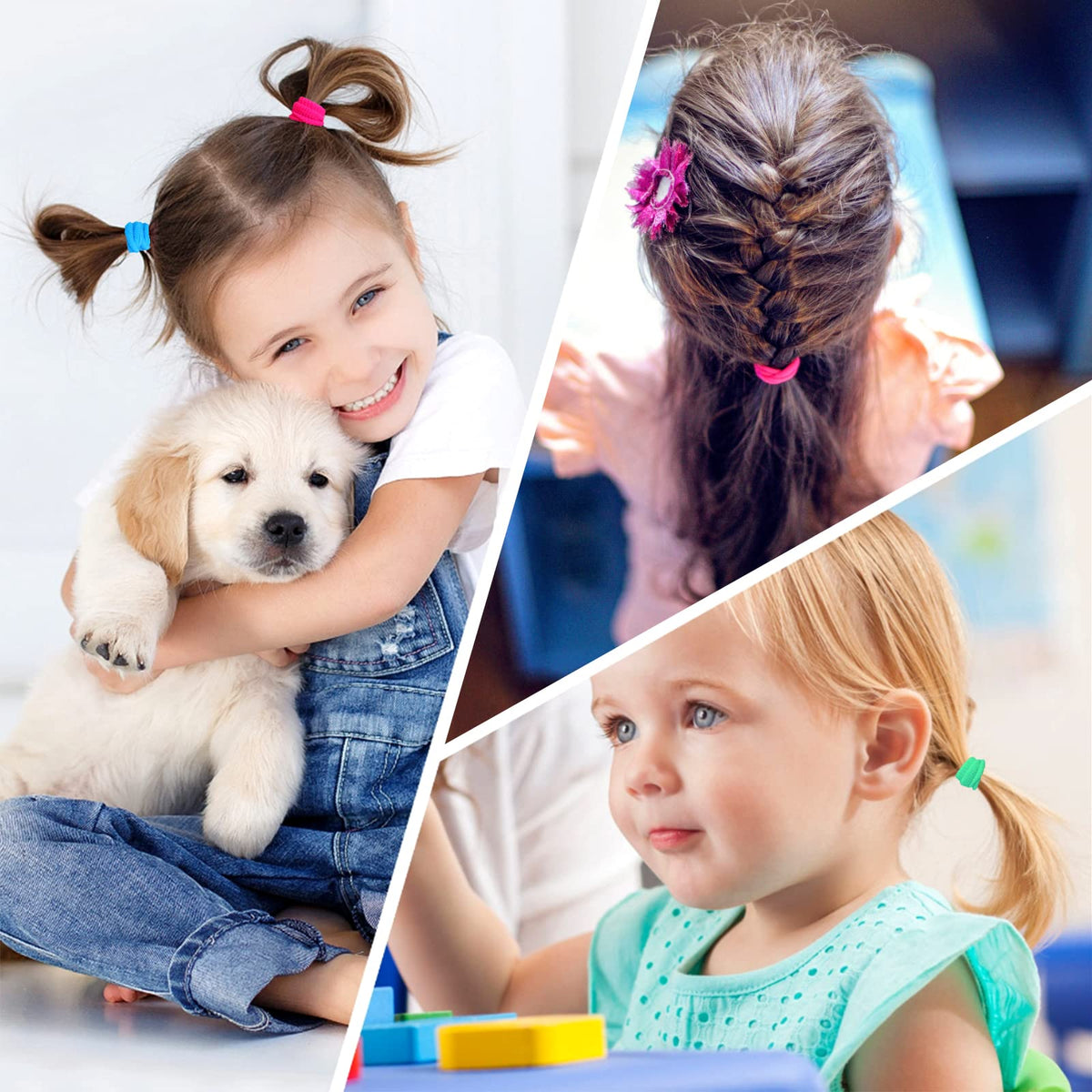 Hanyousheng 200 Pcs Baby Hair Bands, Multicolor Toddler Hair Bobbles, Baby Hair Bobbles, Toddler Hair Bands, Seamless Elastic HairBands, BabyHair Ties, for BabyGirls Kids Toddlers