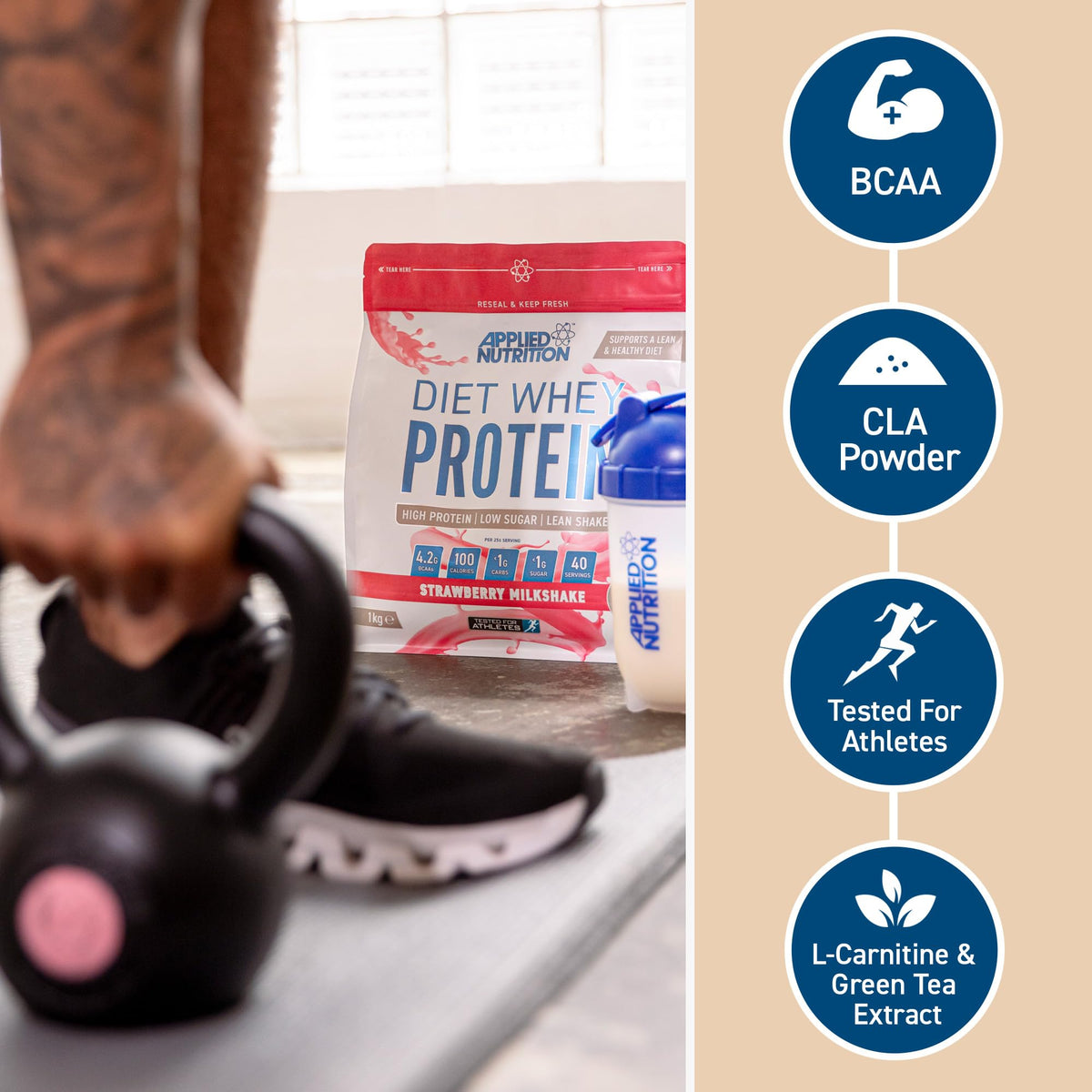 Applied Nutrition Diet Whey - High Protein Powder Supplement, Low Carb & Sugar, for Weight Management with CLA, L Carnitine, Green Tea (450g - 18 Servings) (Vanilla)