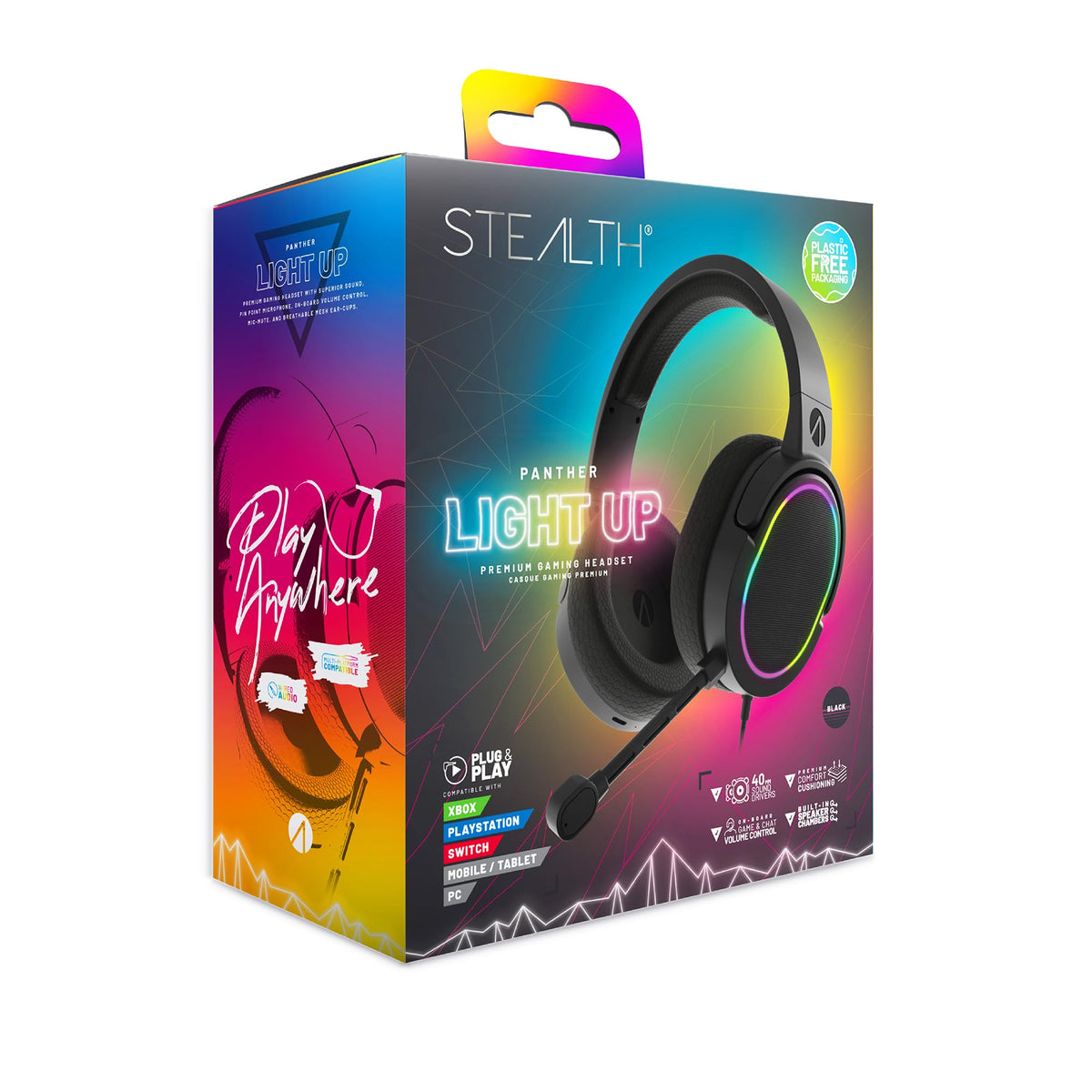 STEALTH PANTHER Sky - Over Ear Gaming Headset PS4/PS5, XBOX, Switch, PC with Flexible Mic, 3.5mm Jack, 1.5m Cable, Lightweight, Comfortable and Durable