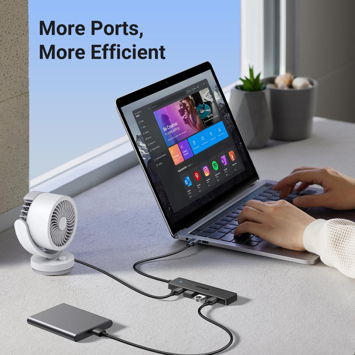 UGREEN USB Hub 3.0, USB Splitter 4 Port Ultra Slim with 5Gbps Data Transfer