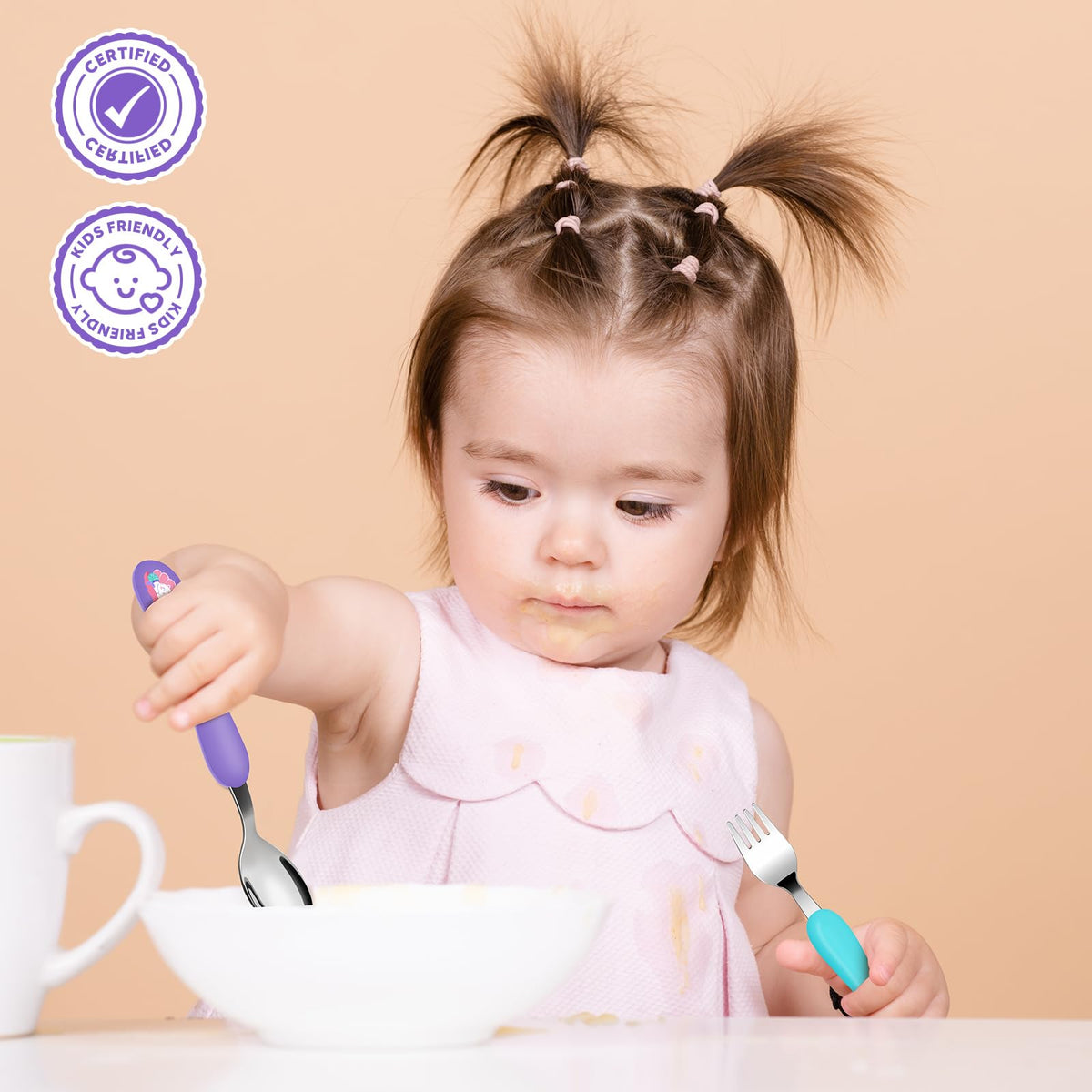 Lehoo Castle Stainless Steel Toddler Cutlery Set, 6-Piece Dinosaur Design