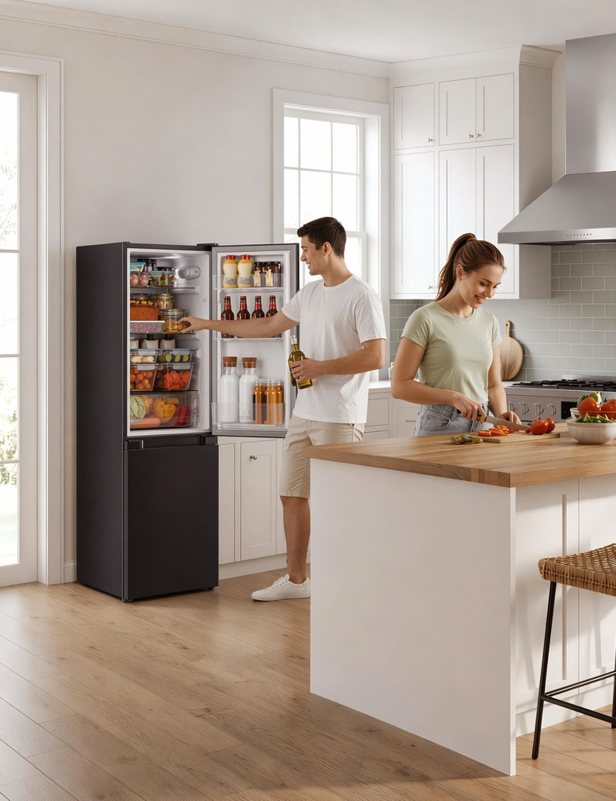 COMFEE' 87L Under Counter Fridge Freezer, Reversible Door, RCT87BL2(E)
