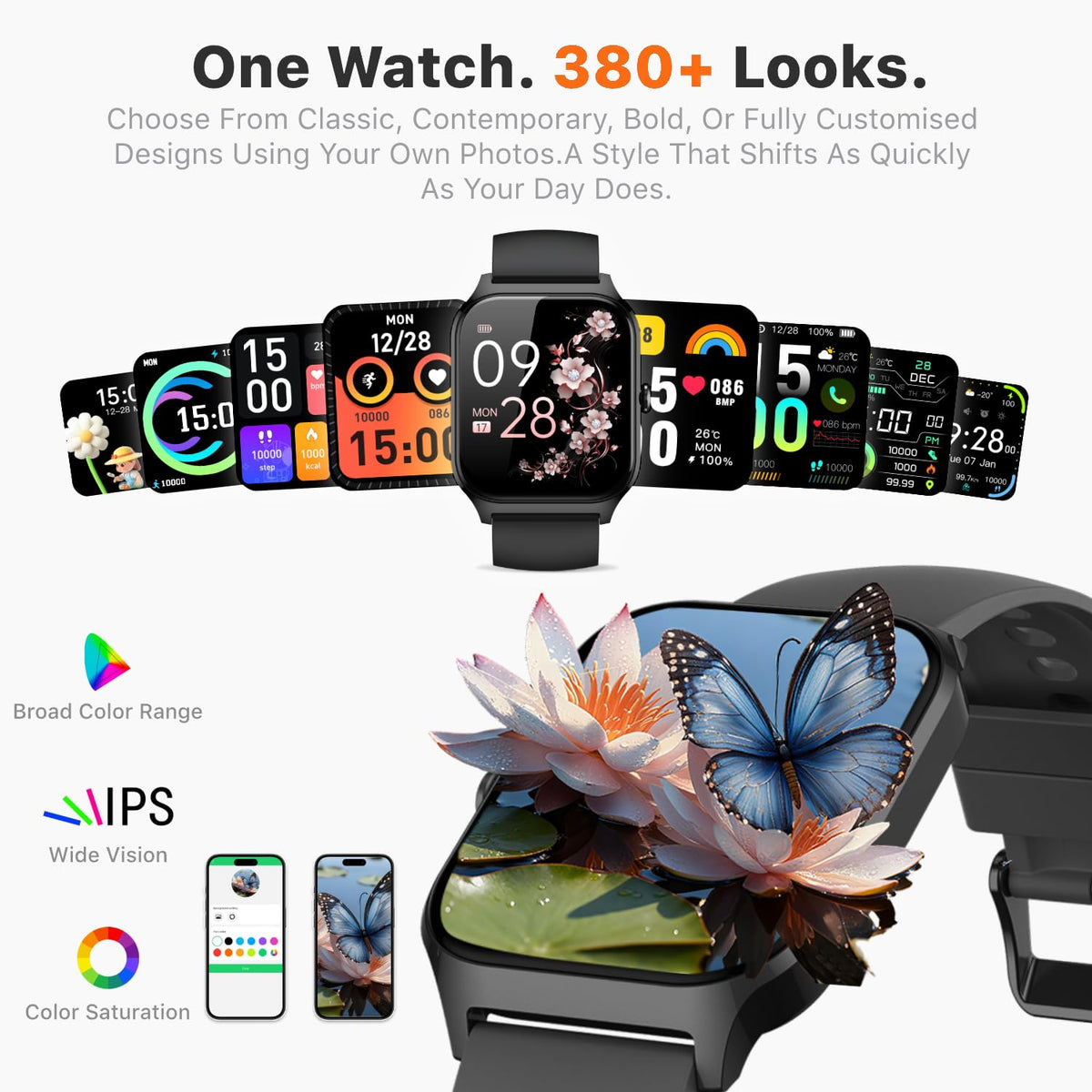 Smart Watch for Women Men - Answer/Make Call, Fitness Tracker Smartwatch for Android iPhone Compatible, Sleep Female Cycle, 120+ Sports Modes Step Counter (Blue, 2 Straps)