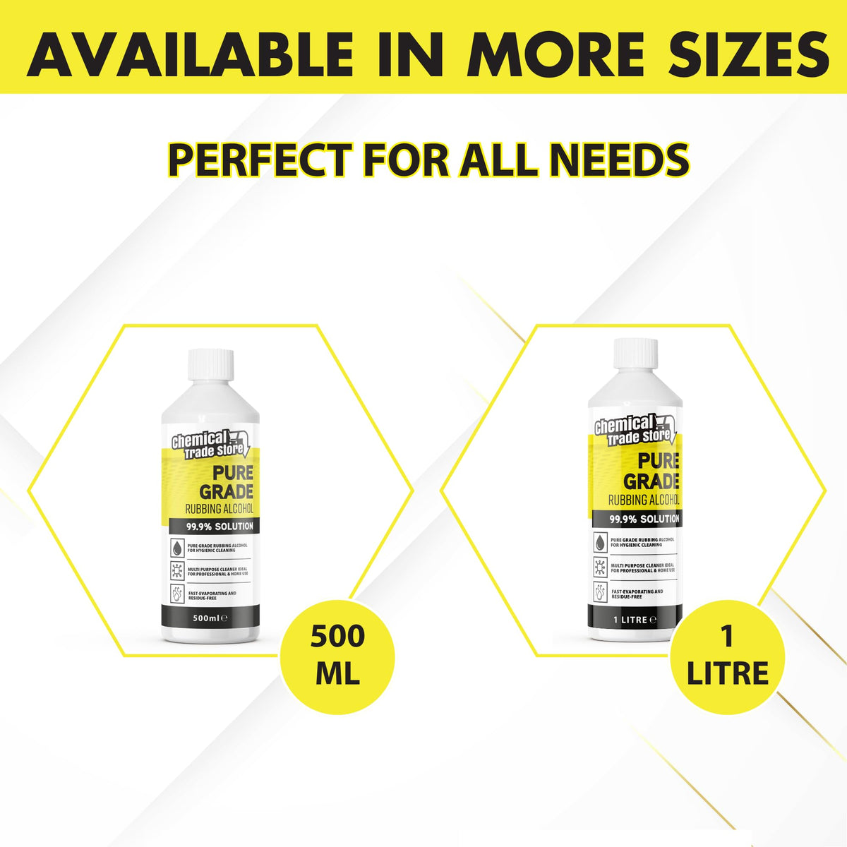Rubbing Alcohol 99.9%, 500ml - High Purity Isopropyl Alcohol for Hygienic Surface Cleaning, Care Homes, Household Cleaning, Glass, Mirrors, Bathrooms, Kitchens & Hard Surfaces