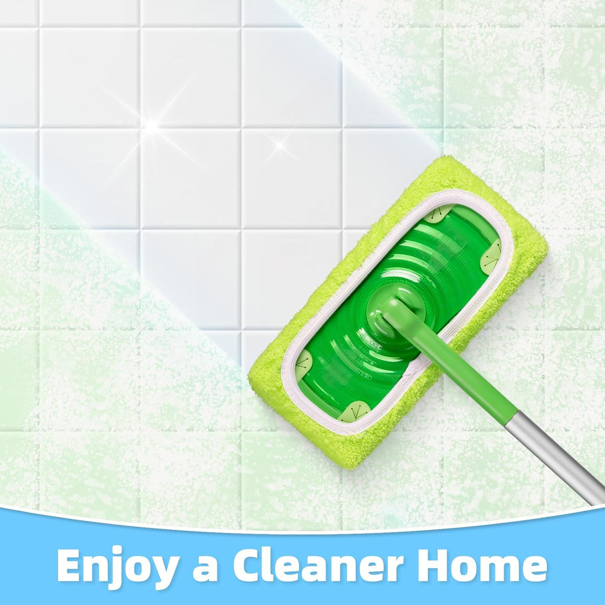6 Pack Reusable Mop Pads Compatible with Flash Speed Mop, Microfiber Washable Speed Mop Refill Wipes, Dry & Wet Sweeping Mopping Cloths (Yellow-Green + Sky Blue)