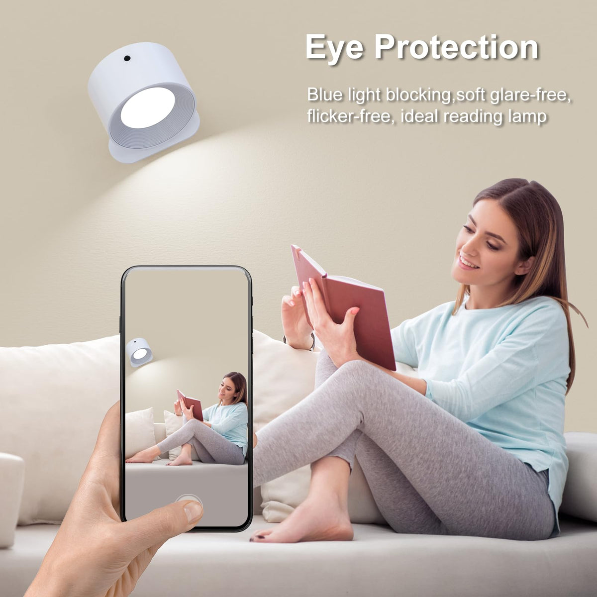 Coollamp LED Battery Operated Wall Lights, 3Pack Wall Lamp with Remote Control 3 Color Modes 3 Brightness Levels 360°Rotate Magnetic, Reading Lights for Living Room Bedroom Black