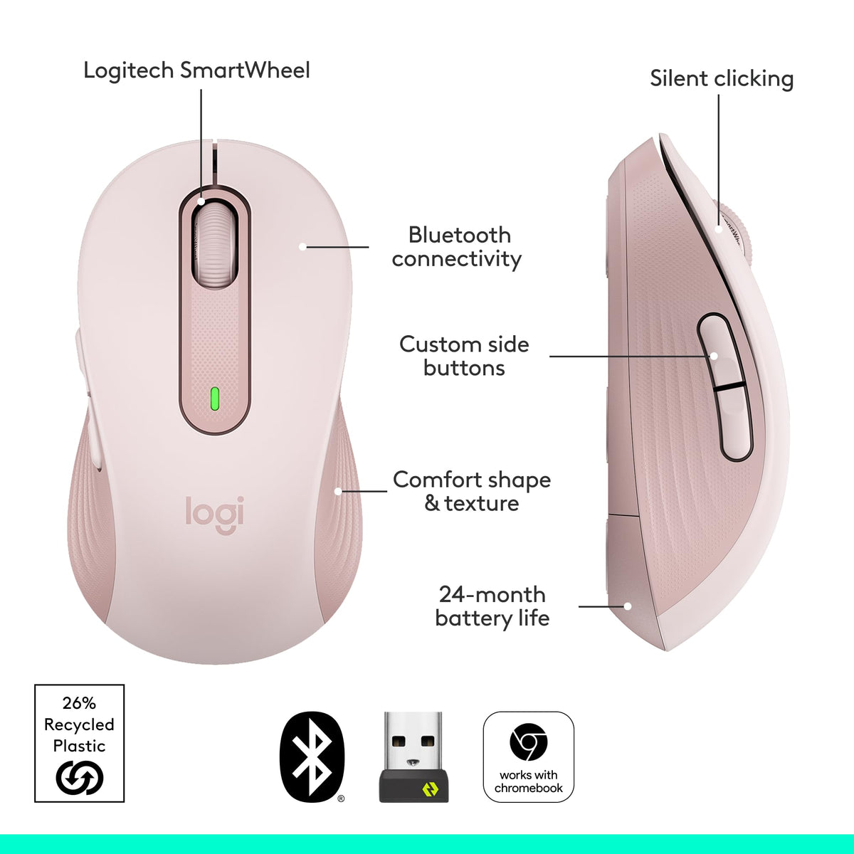 Logitech Signature M650 L Full Size Wireless Mouse - For Large Sized Hands